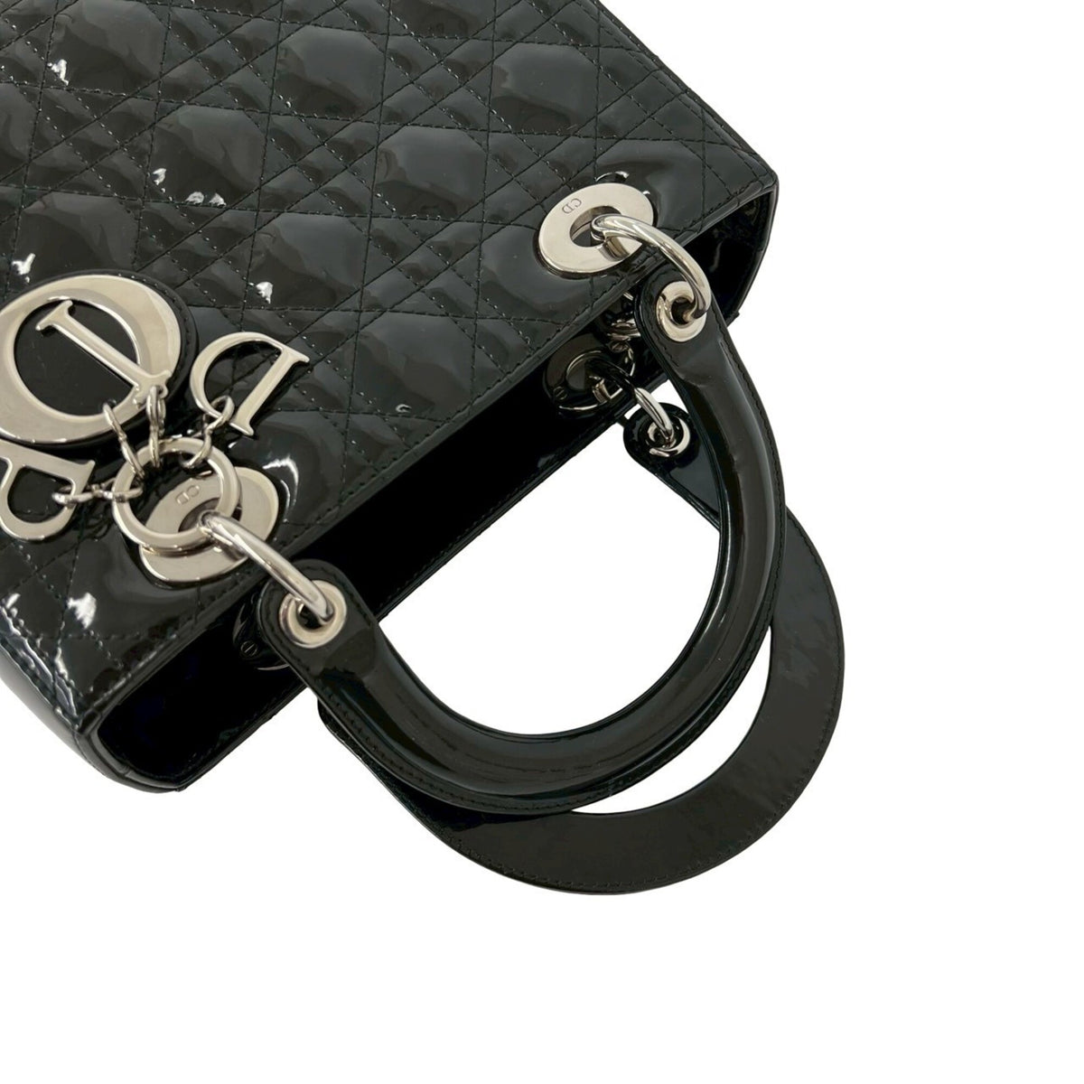 Christian Dior Black Patent Leather Handbag Shoulder Bag (Pre-Owned)