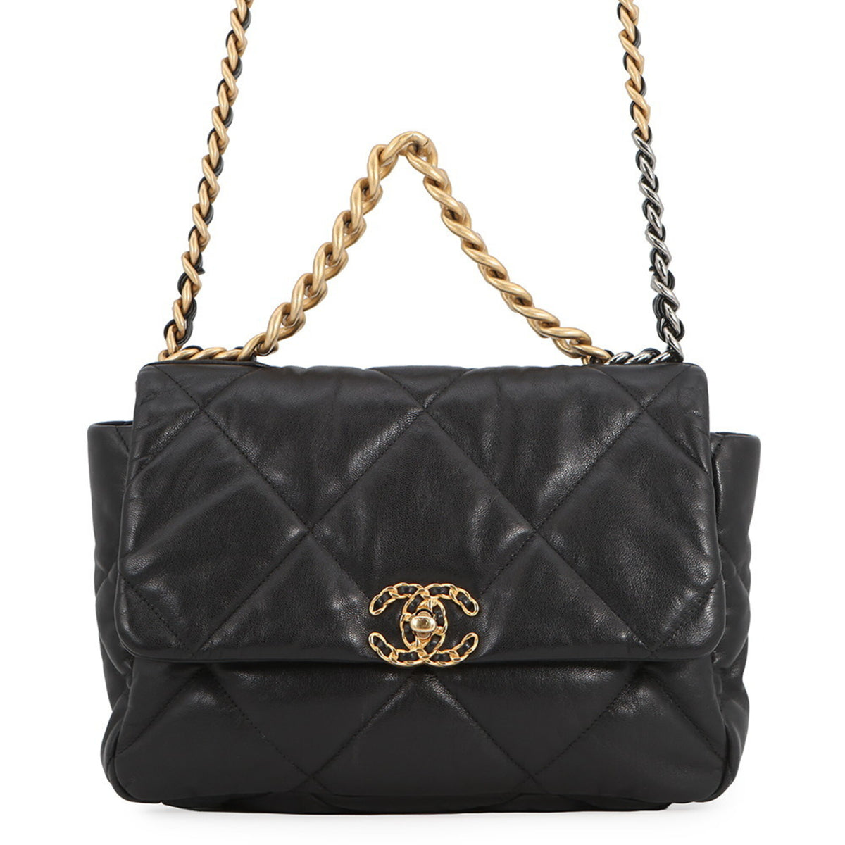 Chanel Black Leather Handbag Shoulder Bag (Pre-Owned)