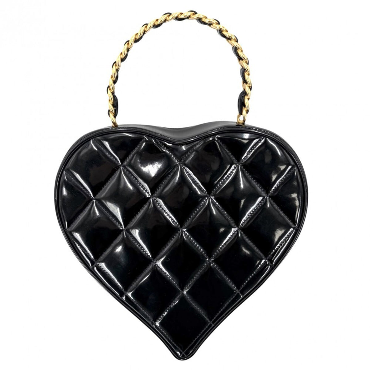 Chanel Matelasse Black Patent Leather Handbag (Pre-Owned)