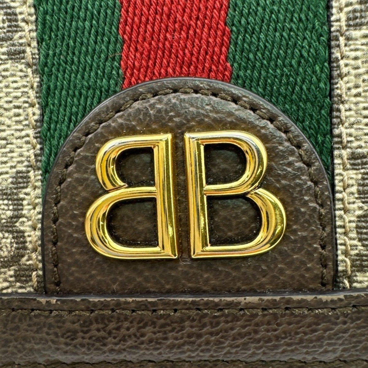 Gucci Brown Green Red Color Pvc Canvas Leather Wallet (Bi-Fold) (Pre-Owned)