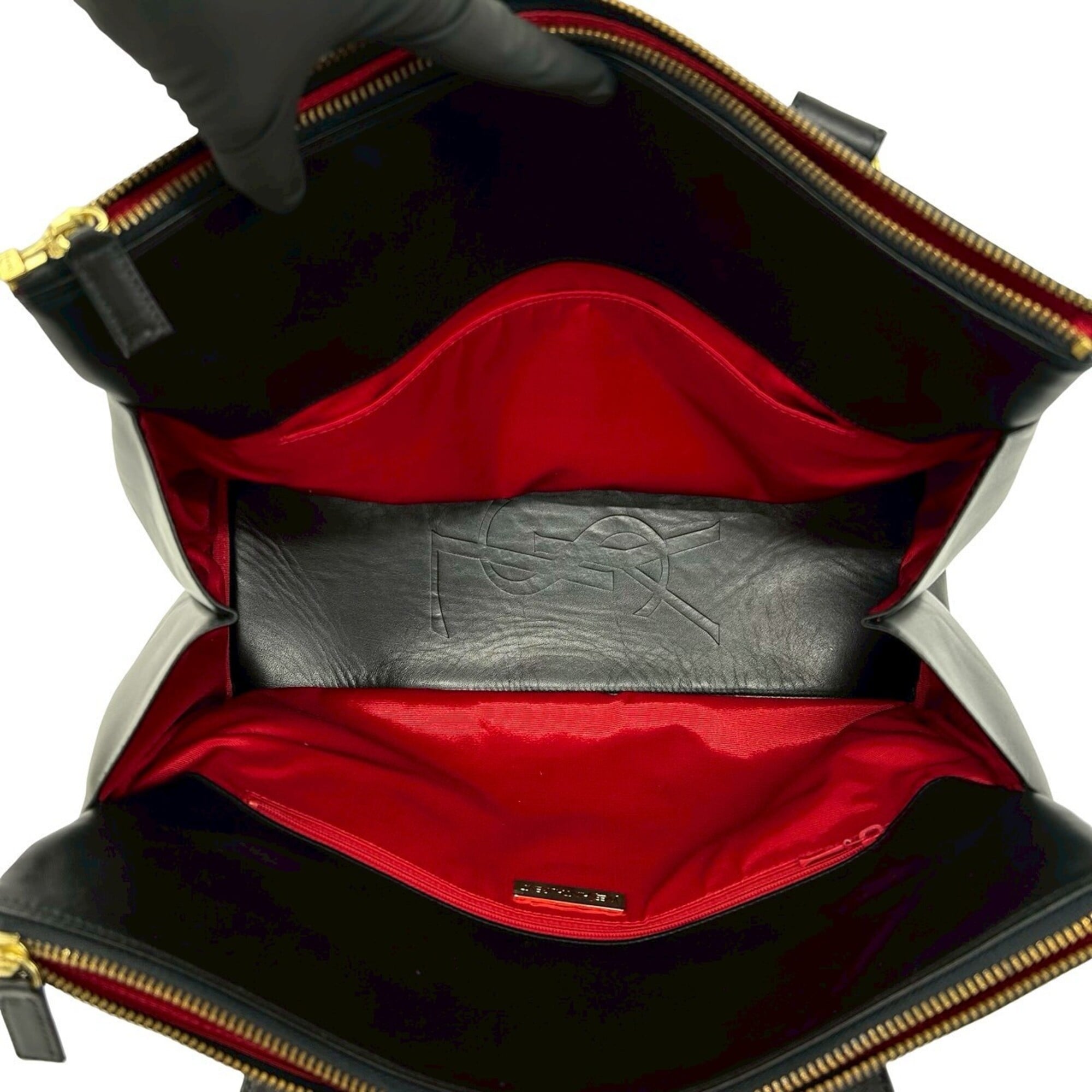 Yves Saint Laurent Black Leather Shoulder Bag Tote Bag (Pre-Owned)