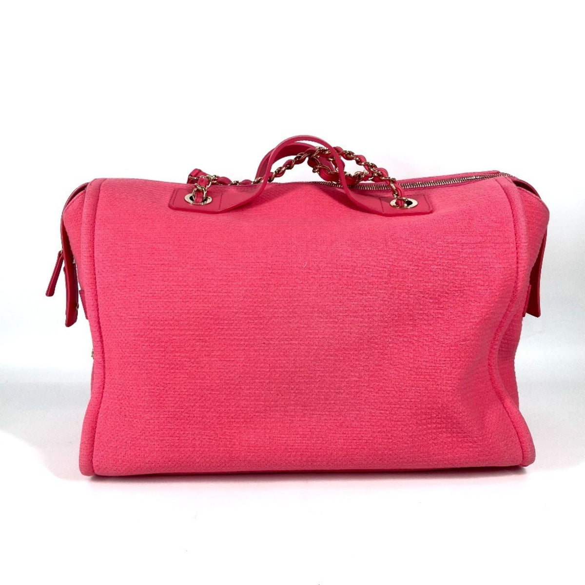 Chanel Pink Canvas Boston Bag Handbag Shoulder Bag (Pre-Owned)