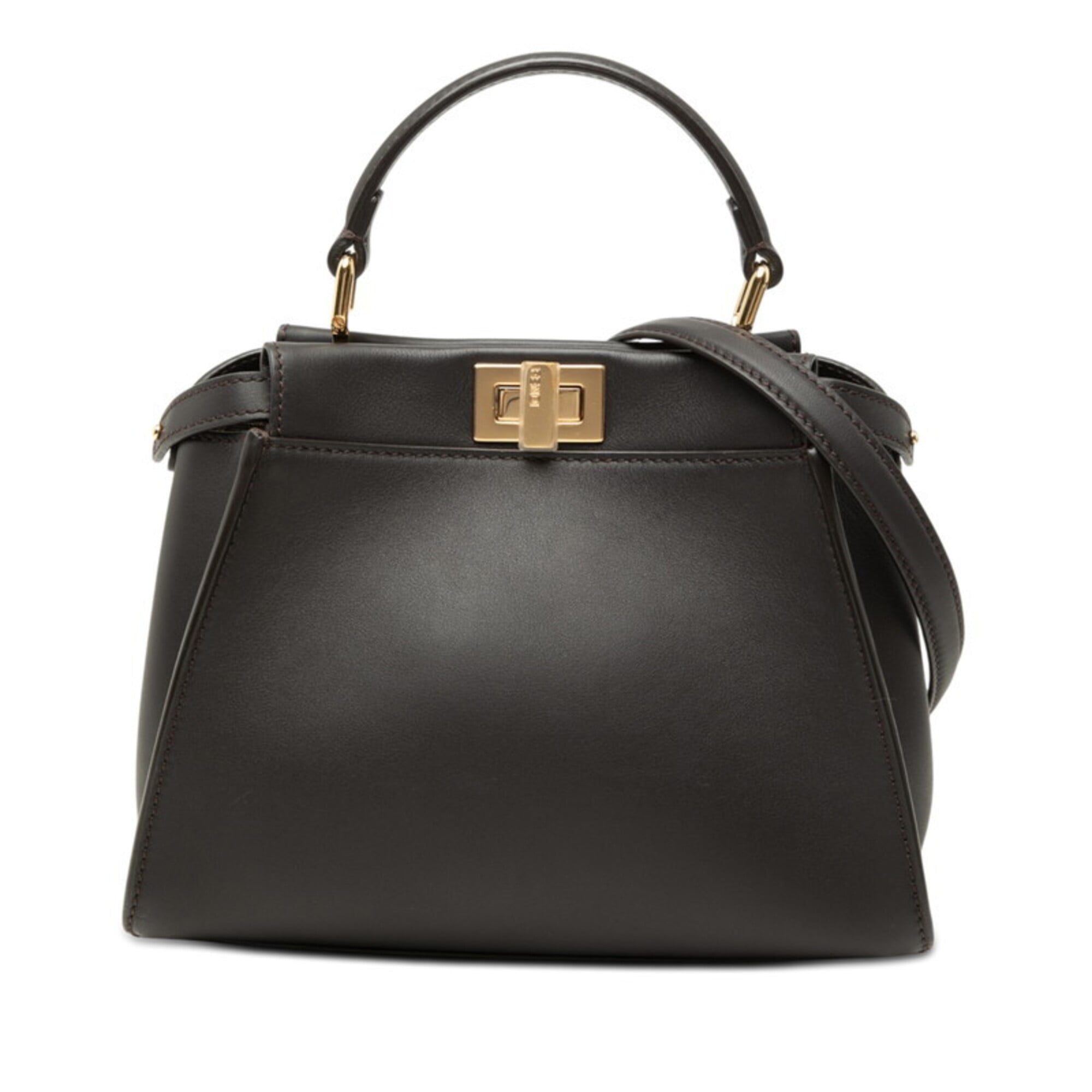 Fendi Dark Brown Leather Handbag Shoulder Bag (Pre-Owned)