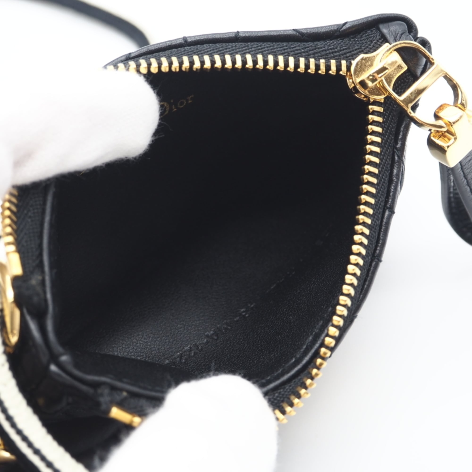 Christian Dior Black White Leather Shoulder Bag (Pre-Owned)