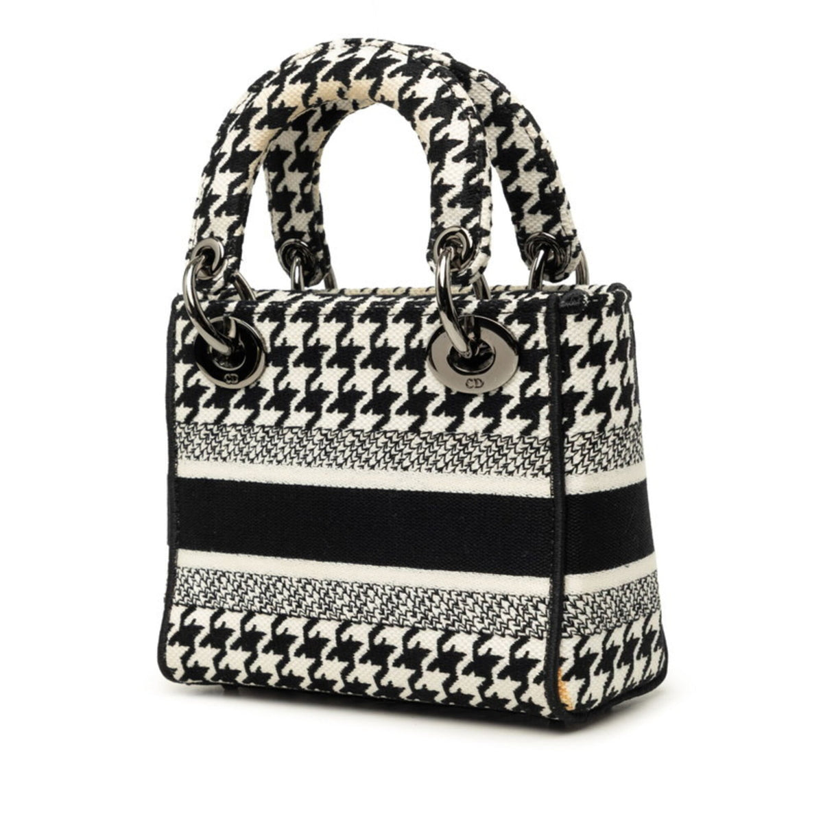 Christian Dior Black White Canvas Handbag Shoulder Bag (Pre-Owned)
