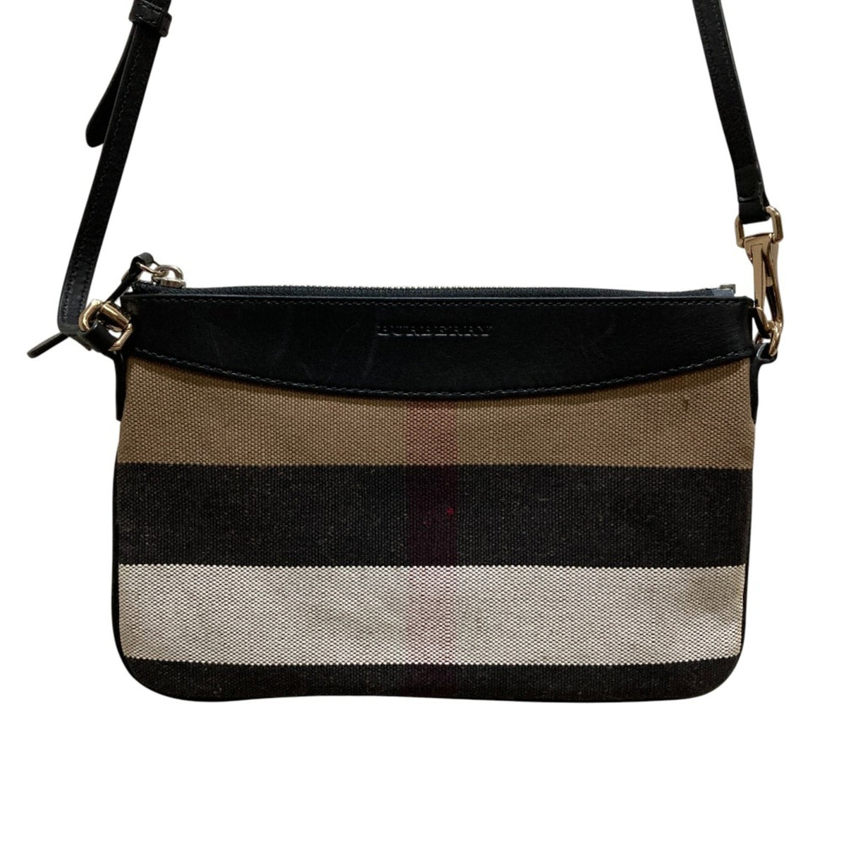 Burberry Black Brown White Canvas Shoulder Bag (Pre-Owned)