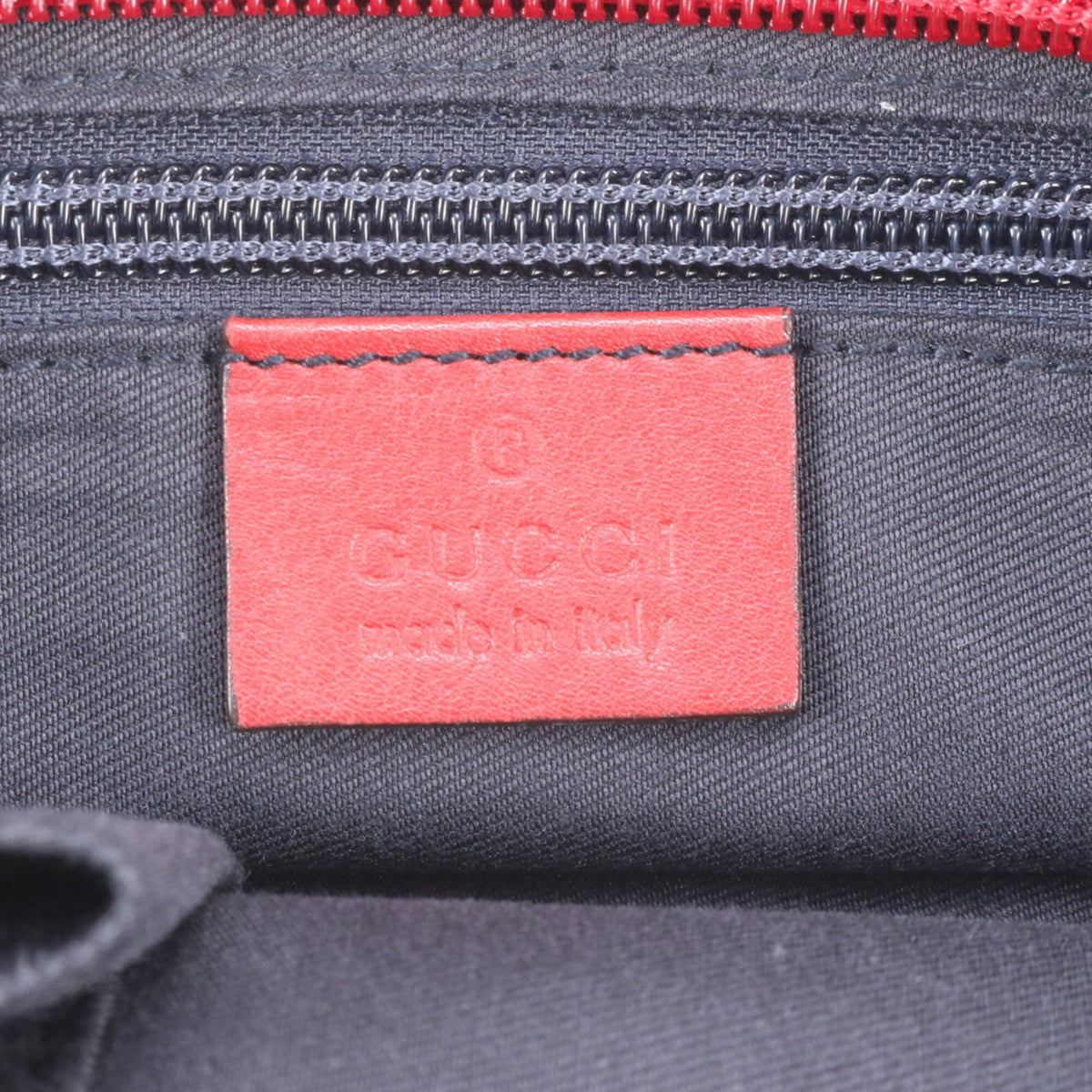 Gucci Red Color Leather Coated Canvas Handbag Shoulder Bag Tote Bag (Pre-Owned)