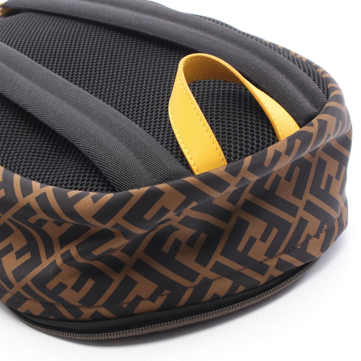 Fendi Zucca Black Brown Yellow Nylon Leather Backpack (Pre-Owned)