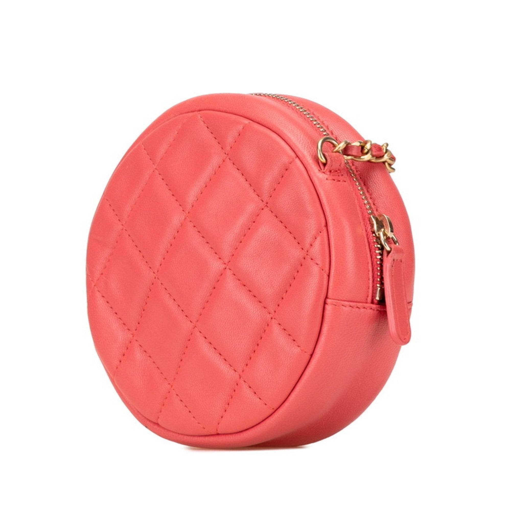 Chanel Red Color Leather Shoulder Bag (Pre-Owned)