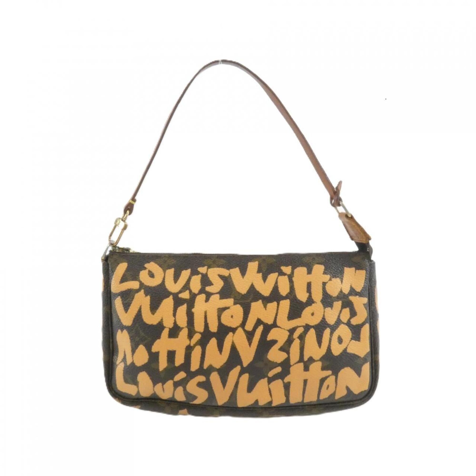 Louis Vuitton Monogram Graffiti Marron Peach Coated Canvas Pochette Pouch (Pre-Owned)