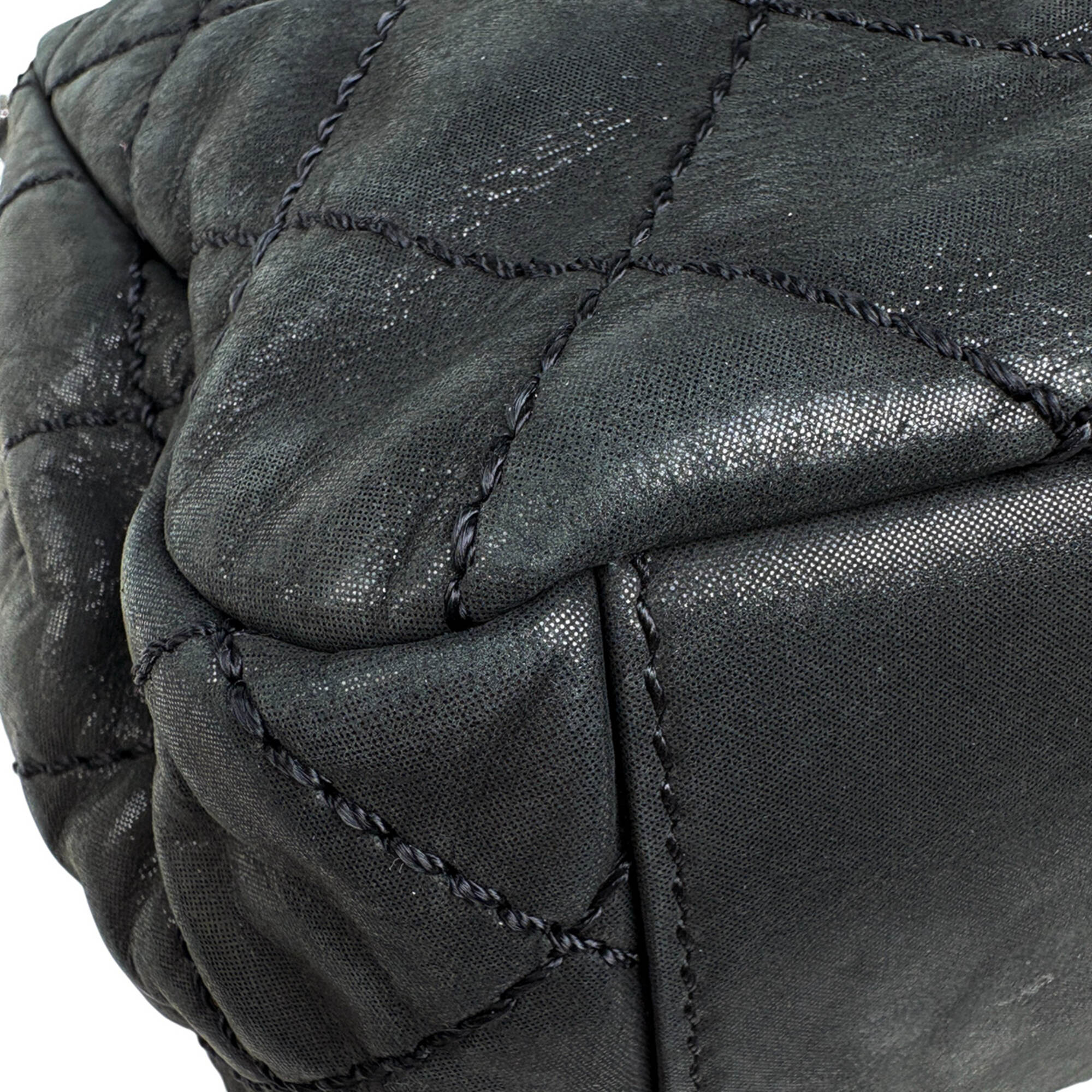 Chanel Wild Stitch Black Fabric Leather Shoulder Bag (Pre-Owned)