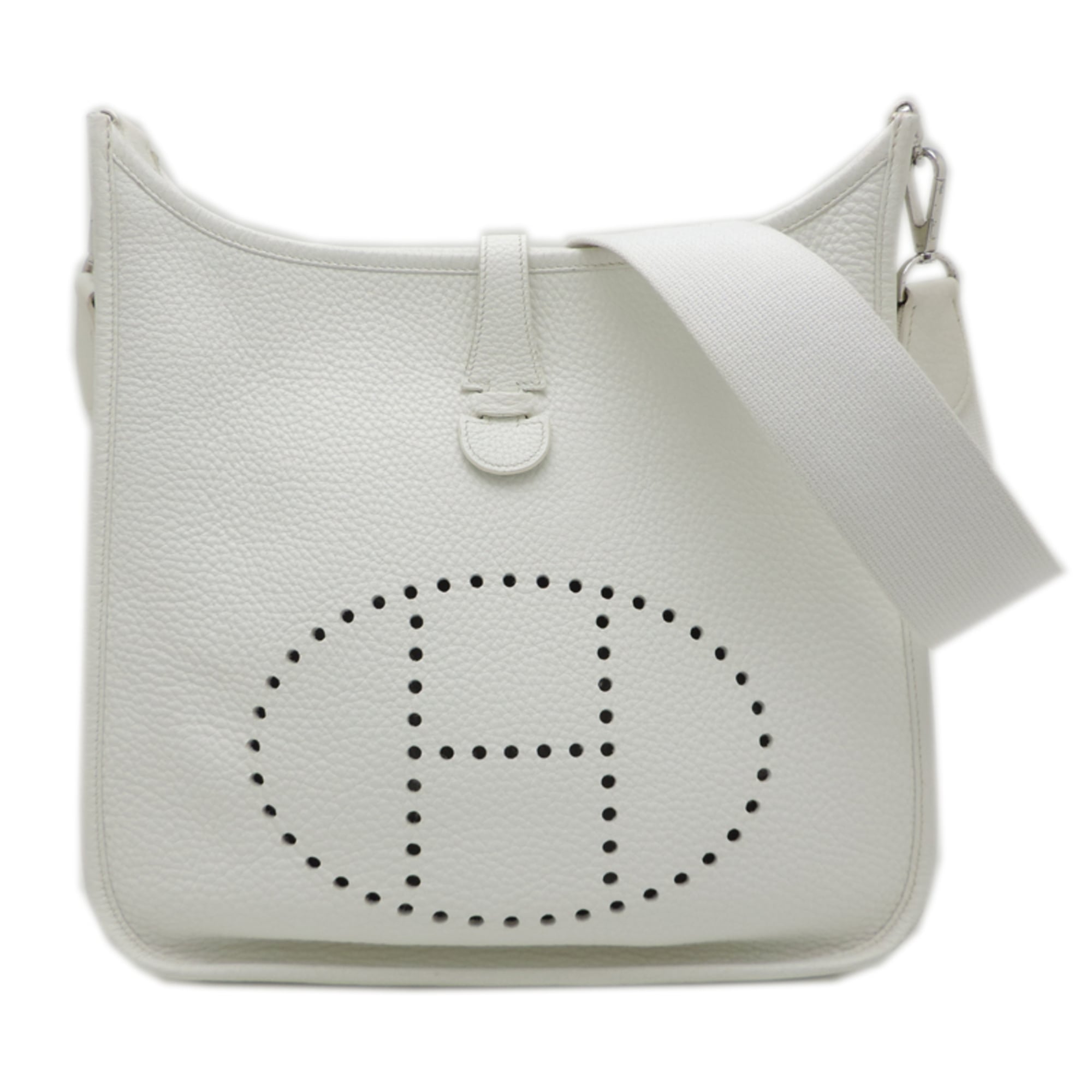 Hermes White Taurillon Clemence Leather Shoulder Bag (Pre-Owned)