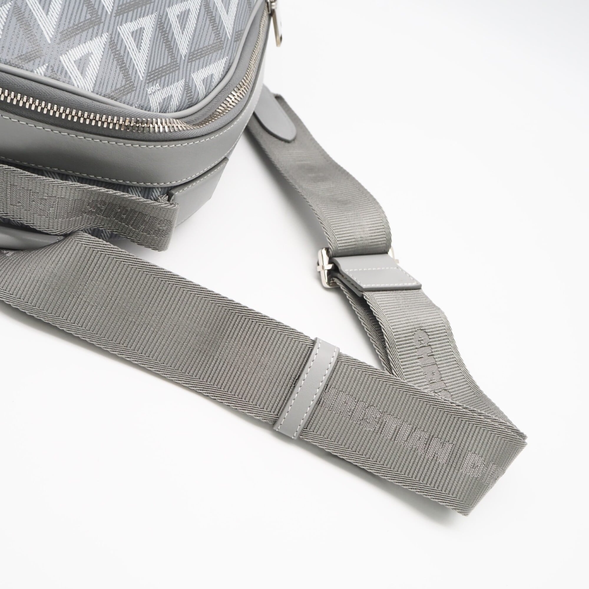 Christian Dior Gray Coated Canvas Leather Sling Bag (Pre-Owned)