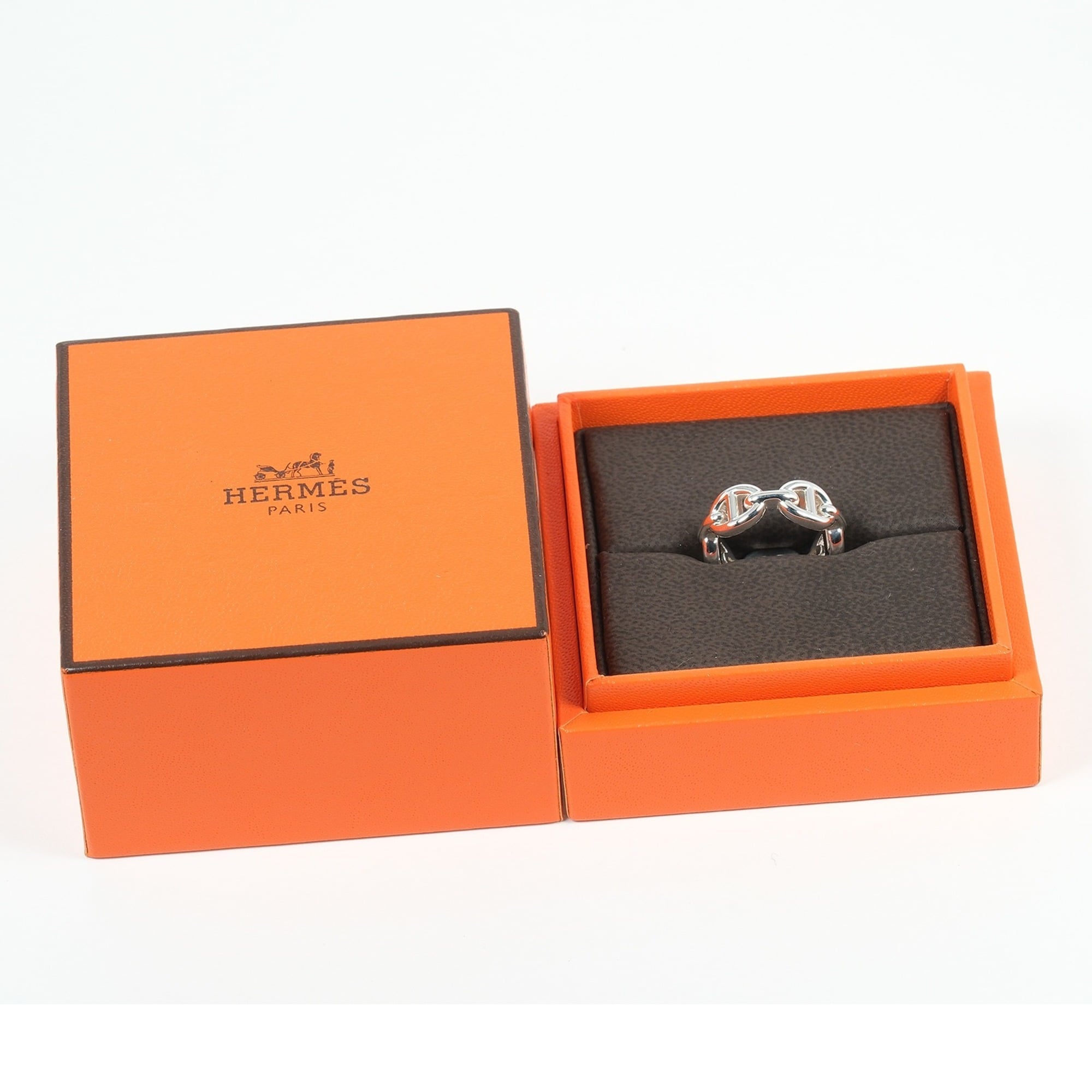 Hermes Silver 925 Band Ring (Pre-Owned)