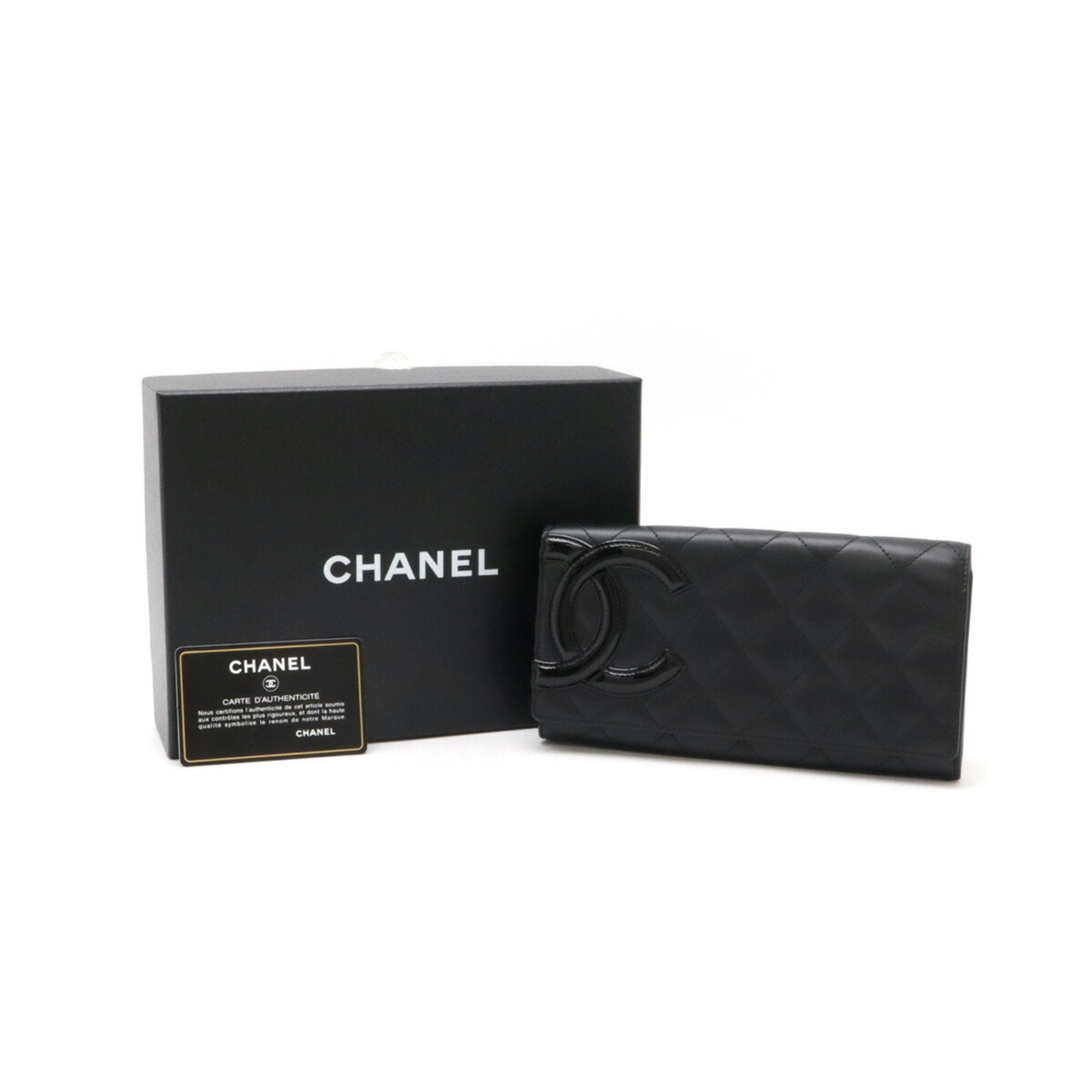 Chanel Black Pink Leather Long Wallet (Bi-Fold) (Pre-Owned)