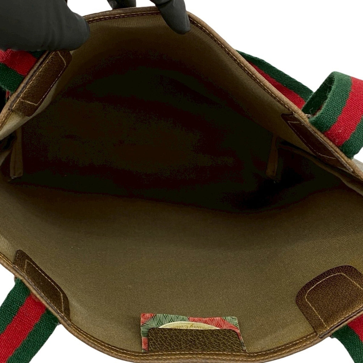 Gucci Brown Green Red Color Pvc Leather Handbag Tote Bag (Pre-Owned)
