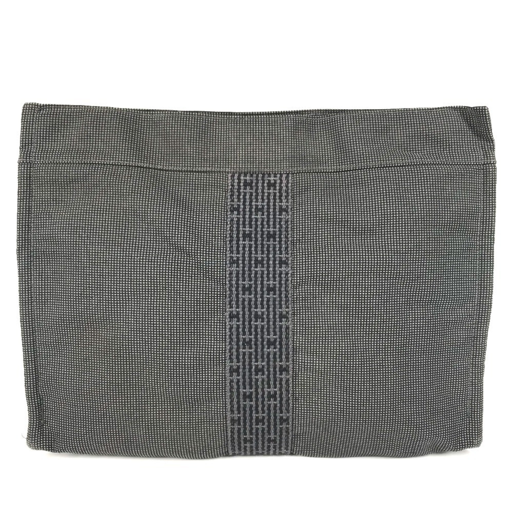 Hermes Her Line Gray Cotton Clutch Bag (Pre-Owned)