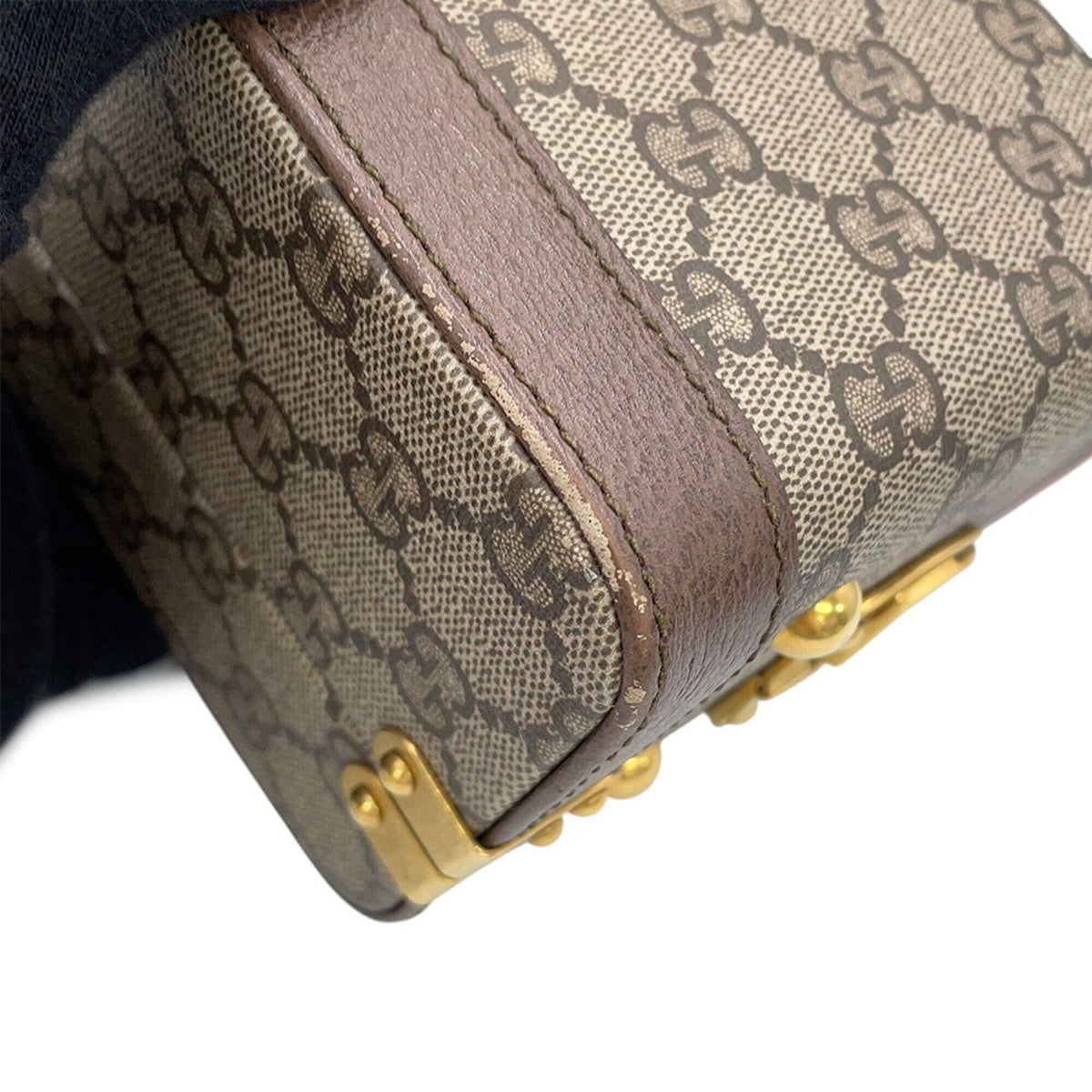 Gucci Beige Brown Green Gg Supreme Leather Handbag Shoulder Bag (Pre-Owned)