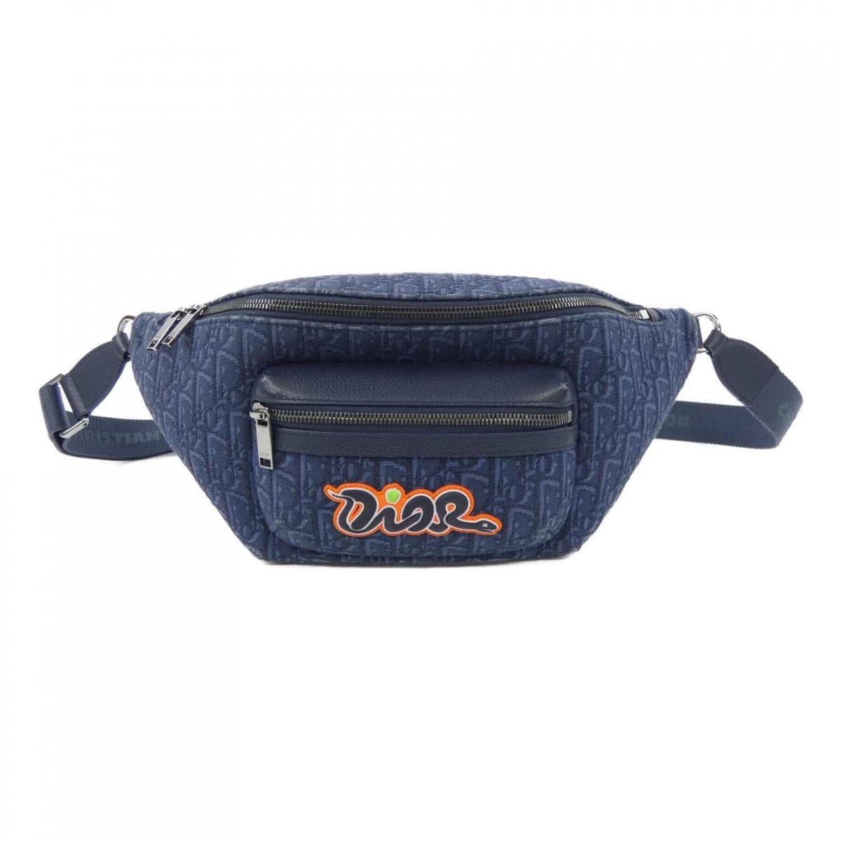 Christian Dior Navy Jacquard Sling Bag (Pre-Owned)