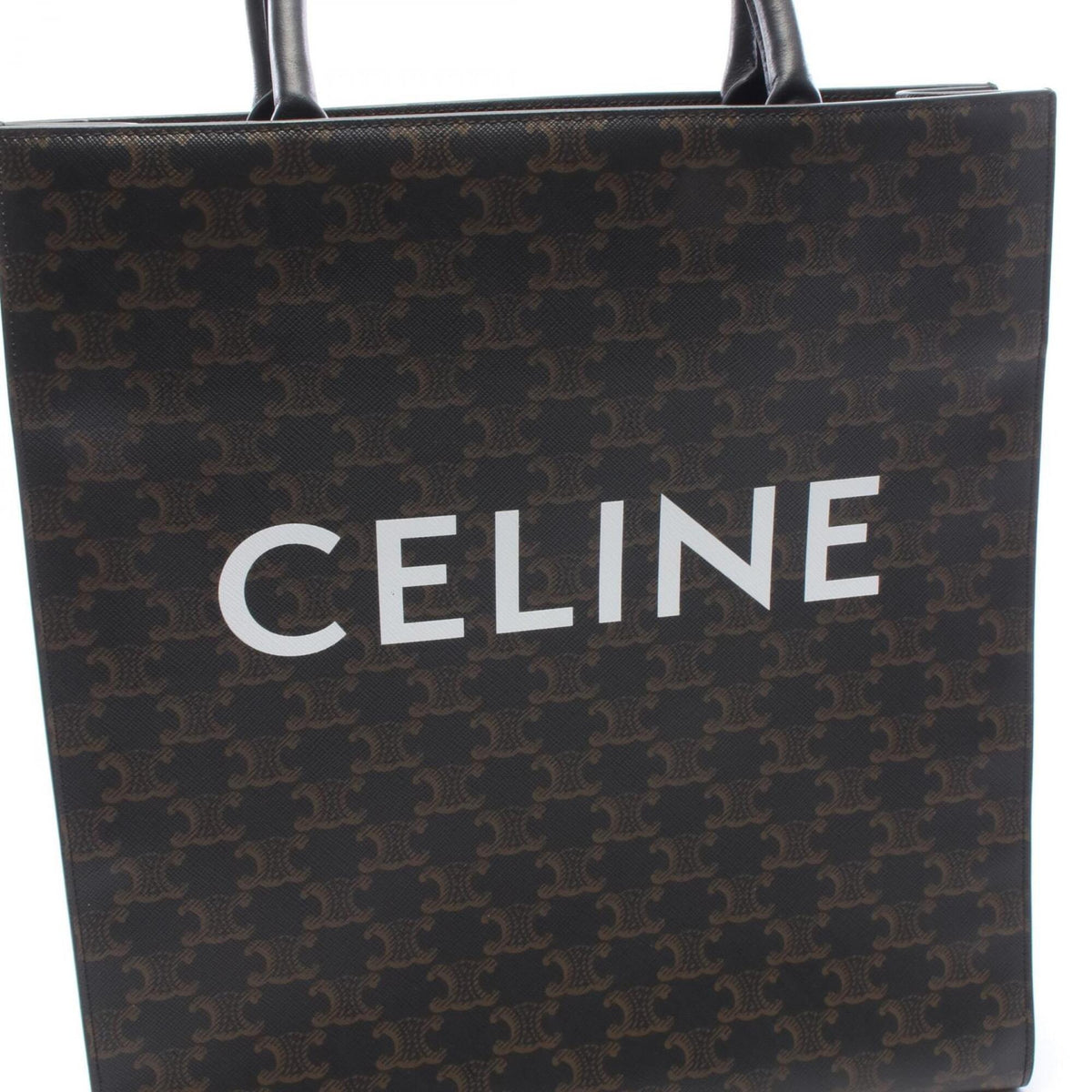 Celine Black Brown Coated Canvas Leather Handbag Tote Bag (Pre-Owned)