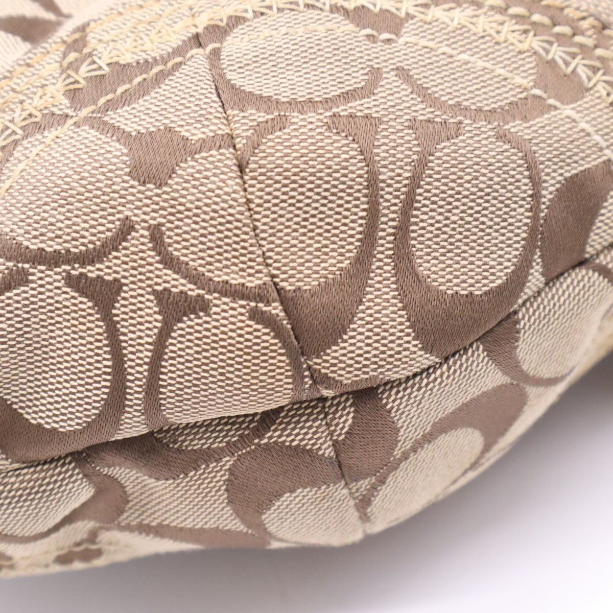 Coach Beige Brown Signature Line Handbag (Pre-Owned)