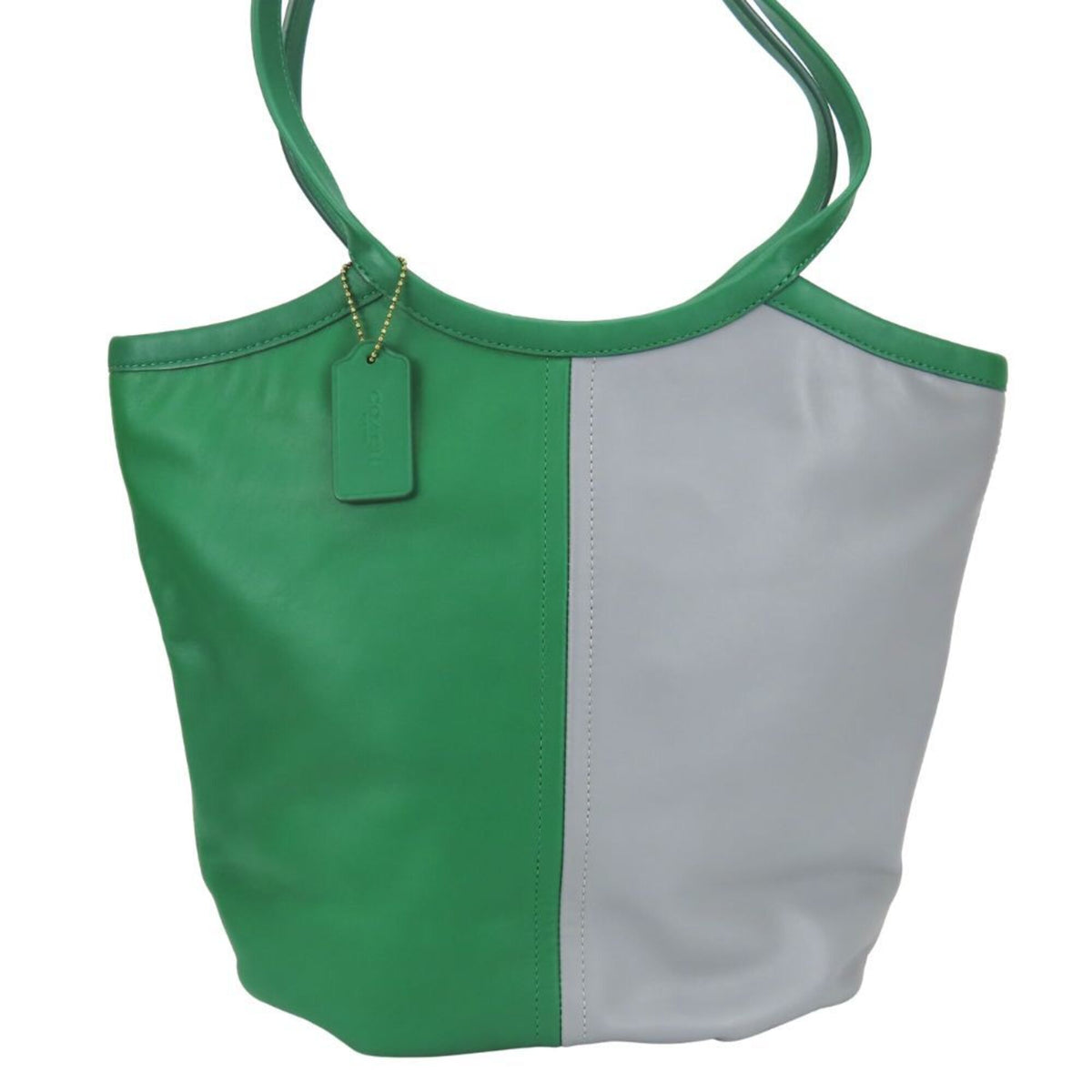 Coach Gray Green Leather Tote Bag (Pre-Owned)