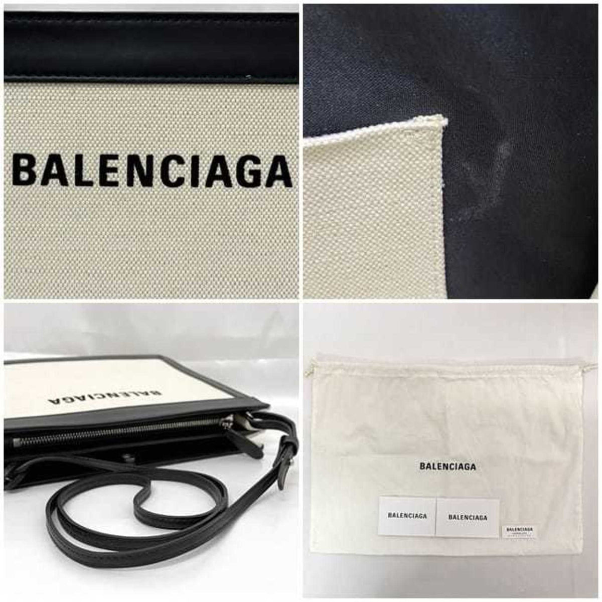 Balenciaga Black White Canvas Shoulder Bag (Pre-Owned)
