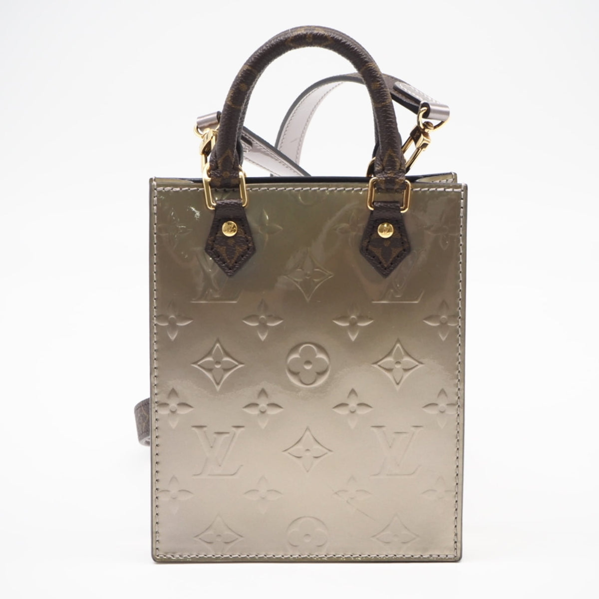 Louis Vuitton Gold Brown Patent Leather Coated Canvas Shoulder Bag (Pre-Owned)