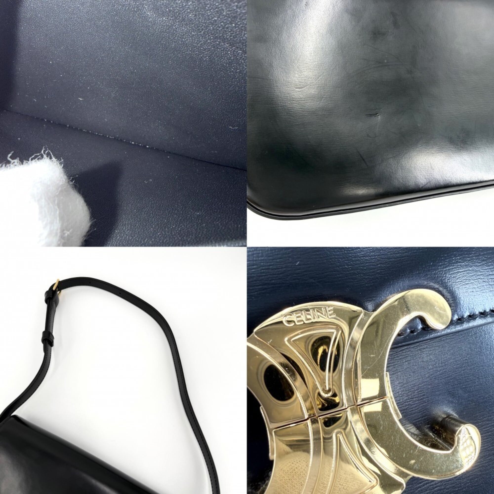 Celine Black White Leather Shoulder Bag (Pre-Owned)