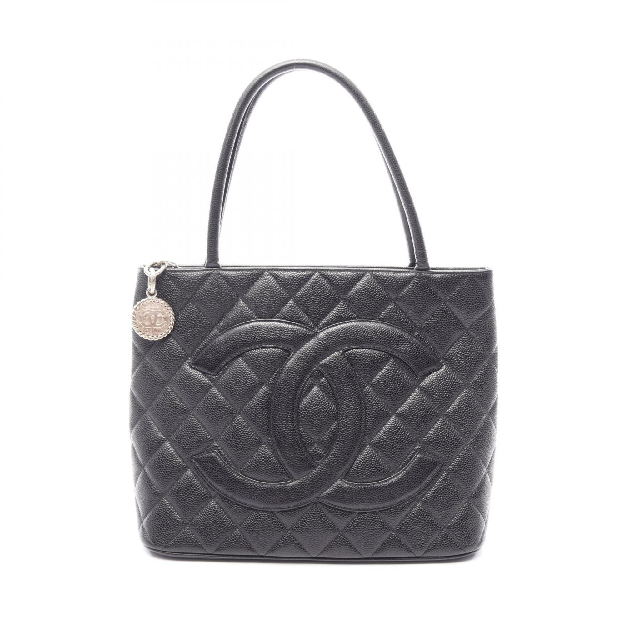 Chanel Black Grained Calfskin Handbag Tote Bag (Pre-Owned)