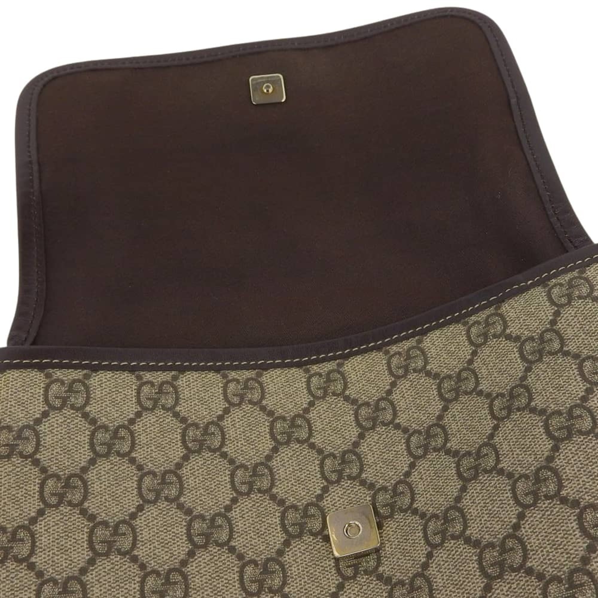 Gucci Beige Brown Pvc Shoulder Bag (Pre-Owned)