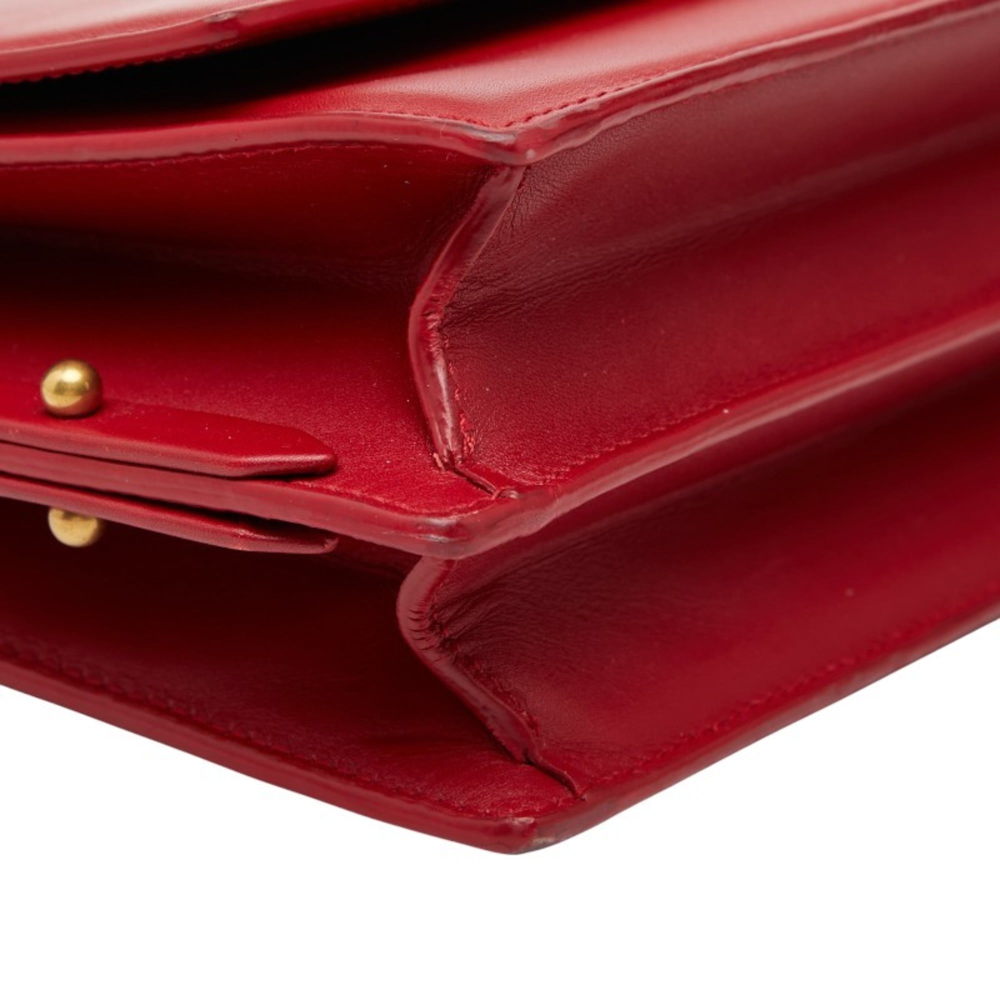 Saint Laurent Red Color Leather Shoulder Bag (Pre-Owned)