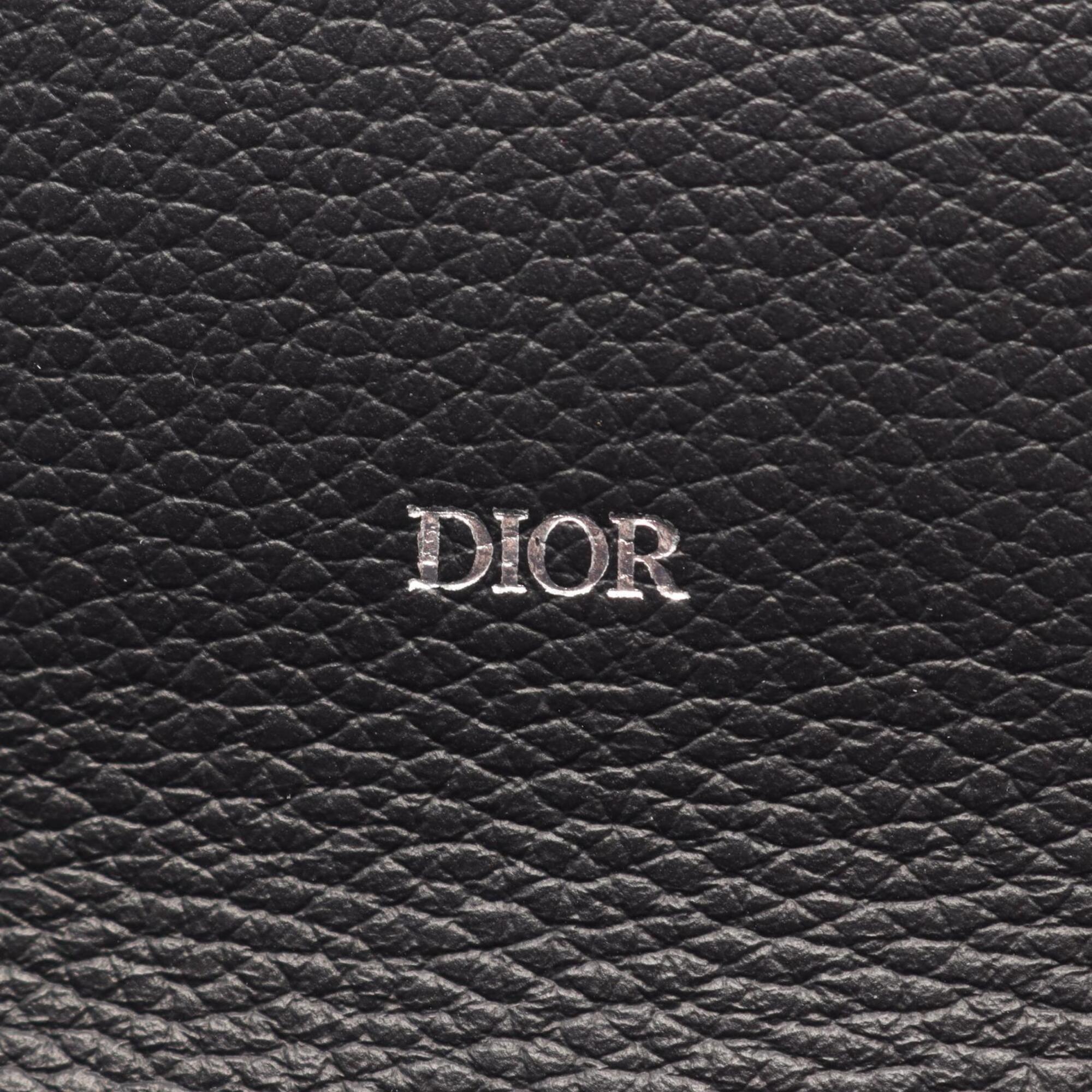 Christian Dior Beige Black Navy Canvas Leather Long Wallet (Bi-Fold) (Pre-Owned)
