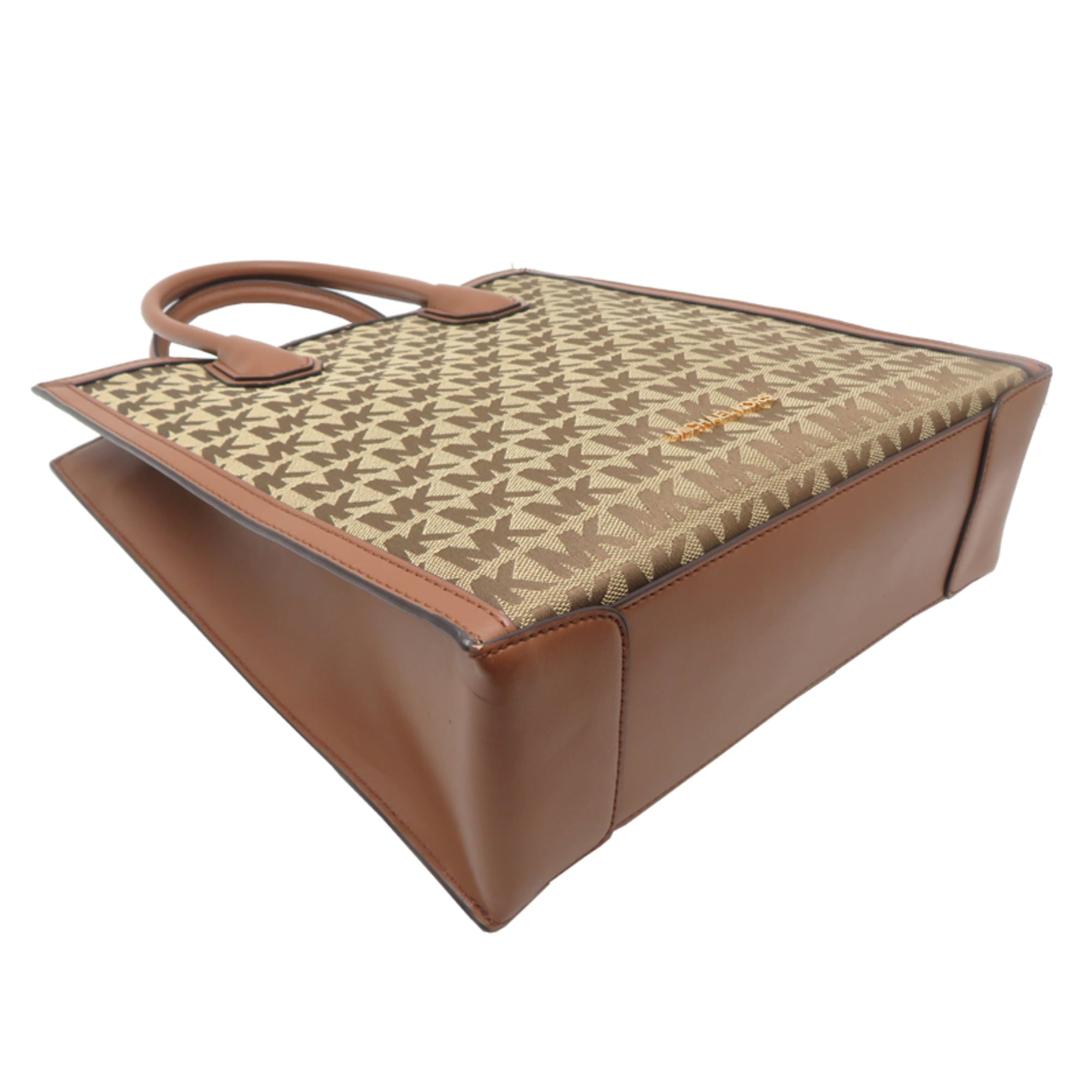 Michael Kors Brown Leather Canvas Tote Bag (Pre-Owned)