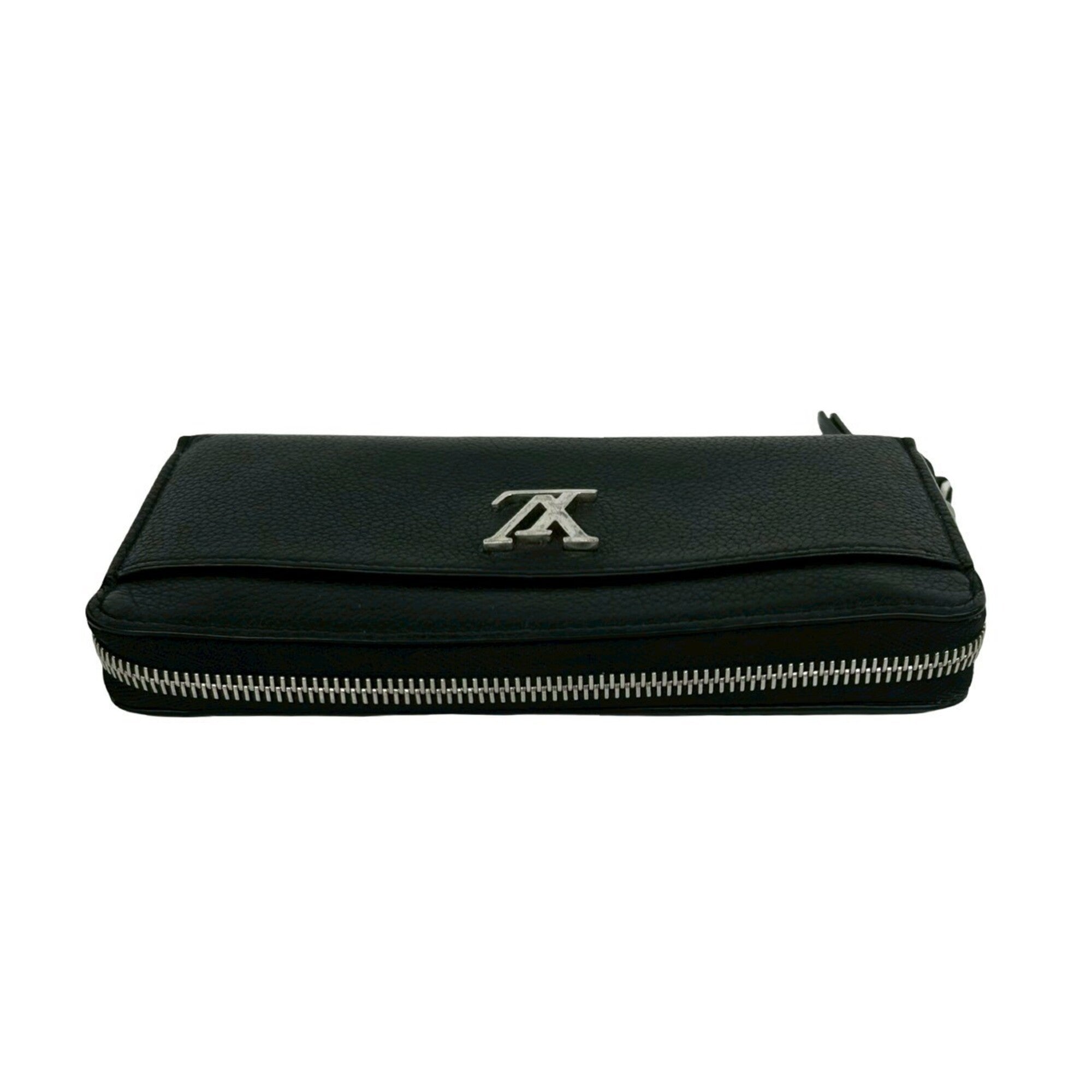 Louis Vuitton Black Leather Long Wallet (Bi-Fold) (Pre-Owned)