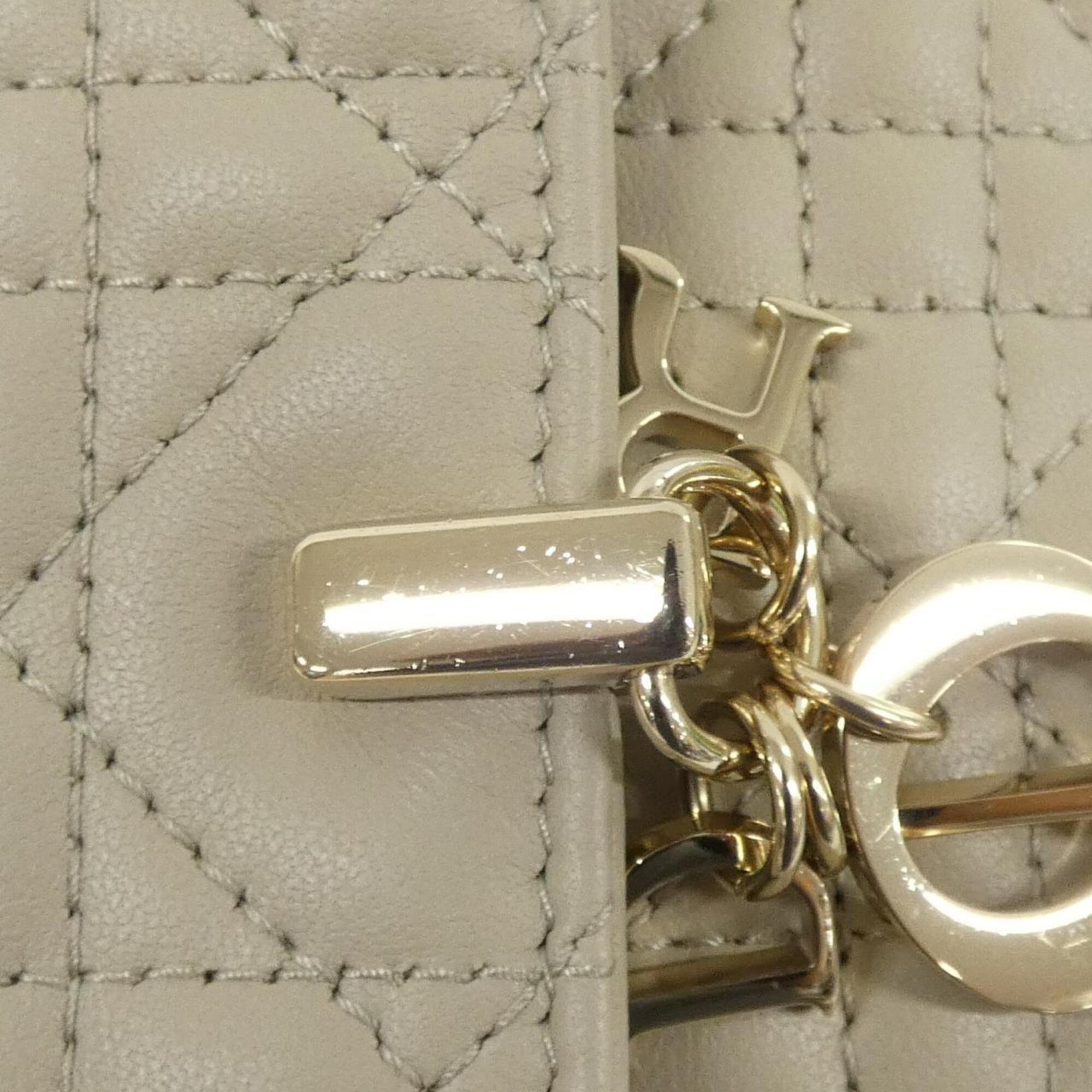Christian Dior Beige Leather Chain/Shoulder Wallet (Pre-Owned)