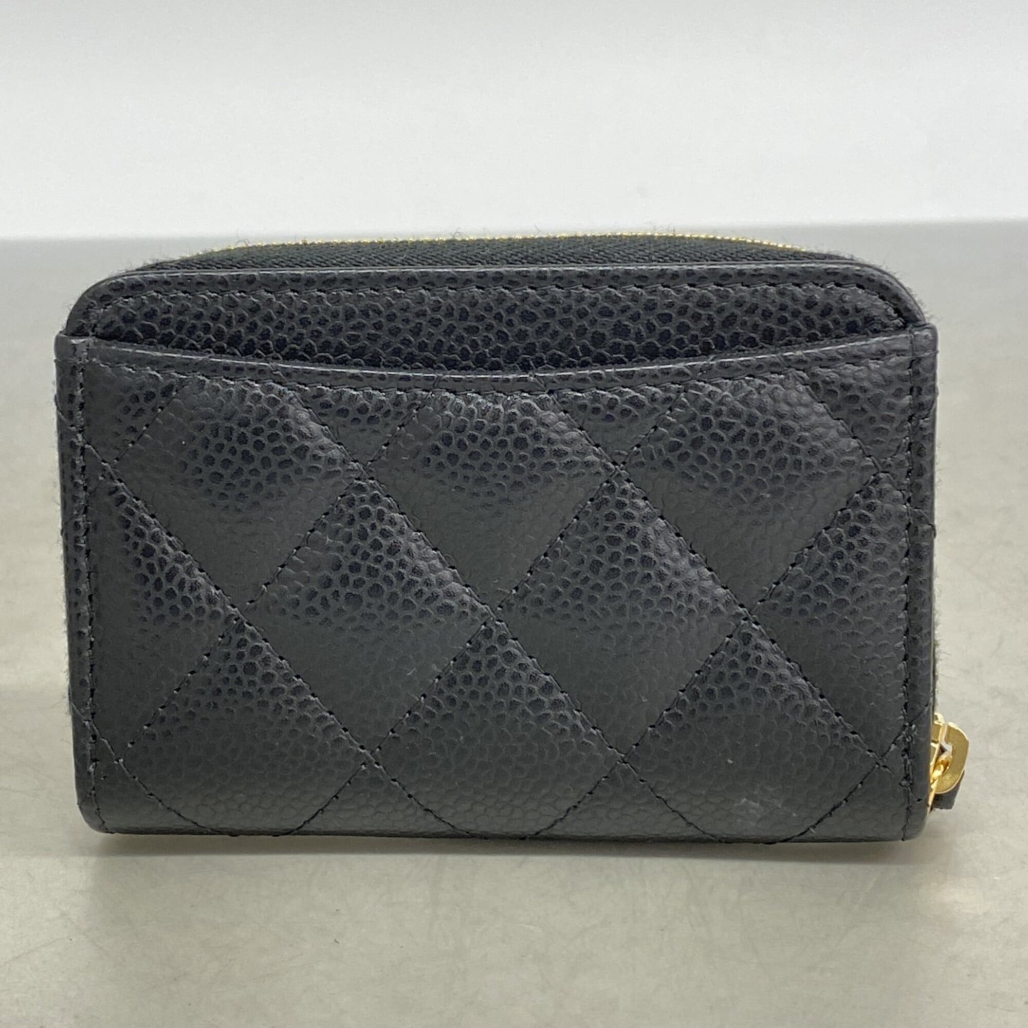 Chanel Black Grained Calfskin Wallet (Tri-Fold) (Pre-Owned)