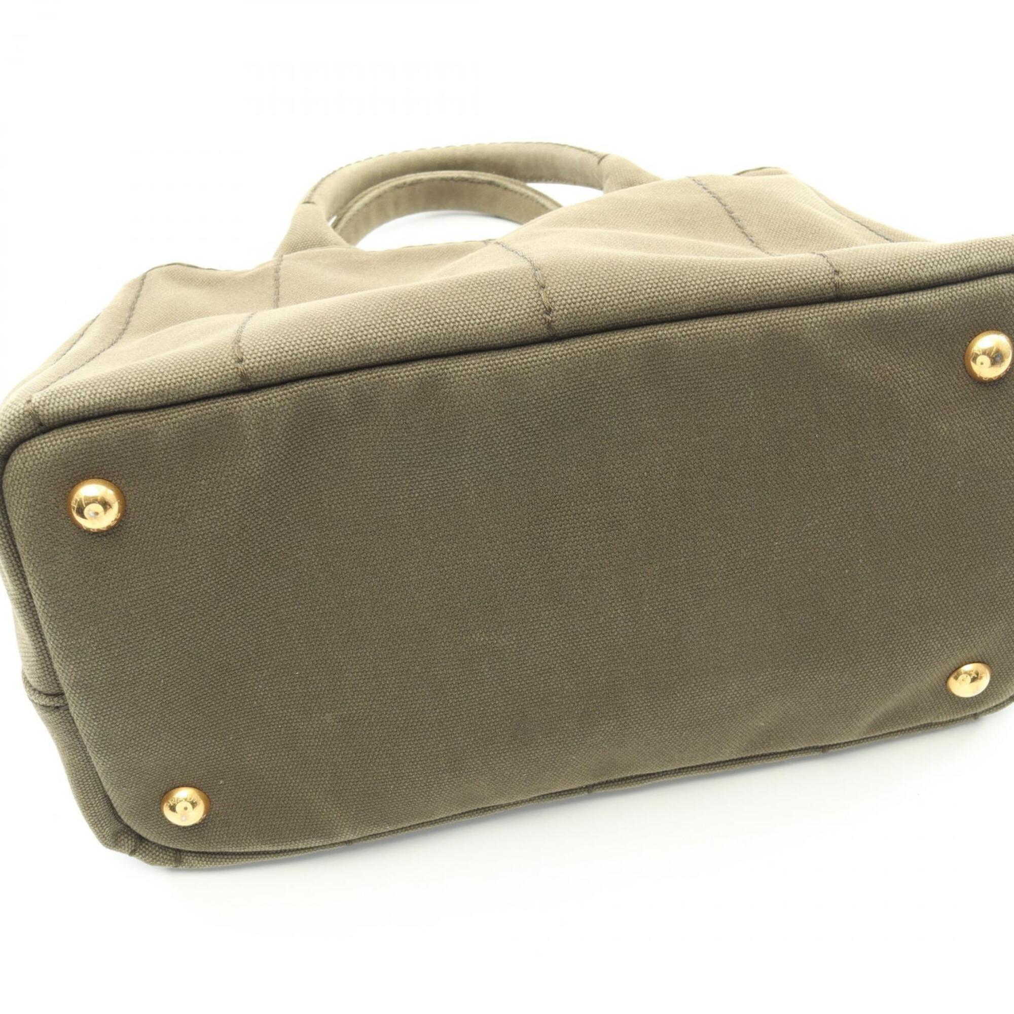 Prada Khaki Canvas Handbag Tote Bag (Pre-Owned)