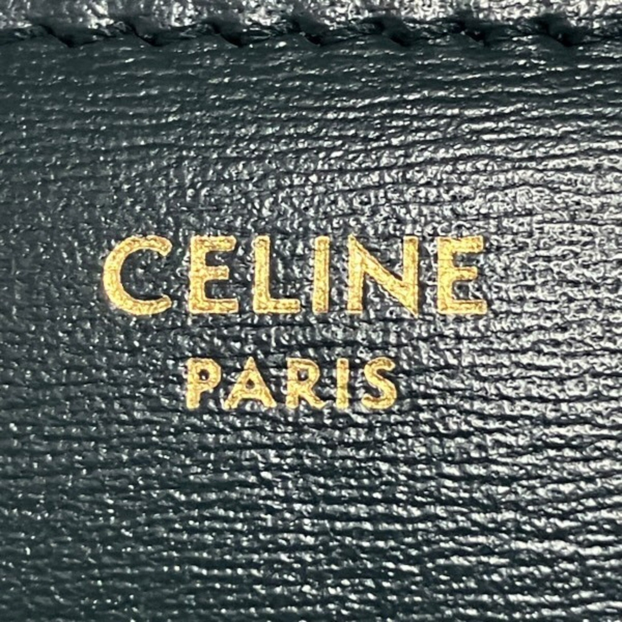 Celine Dark Green Leather Wallet (Tri-Fold) (Pre-Owned)