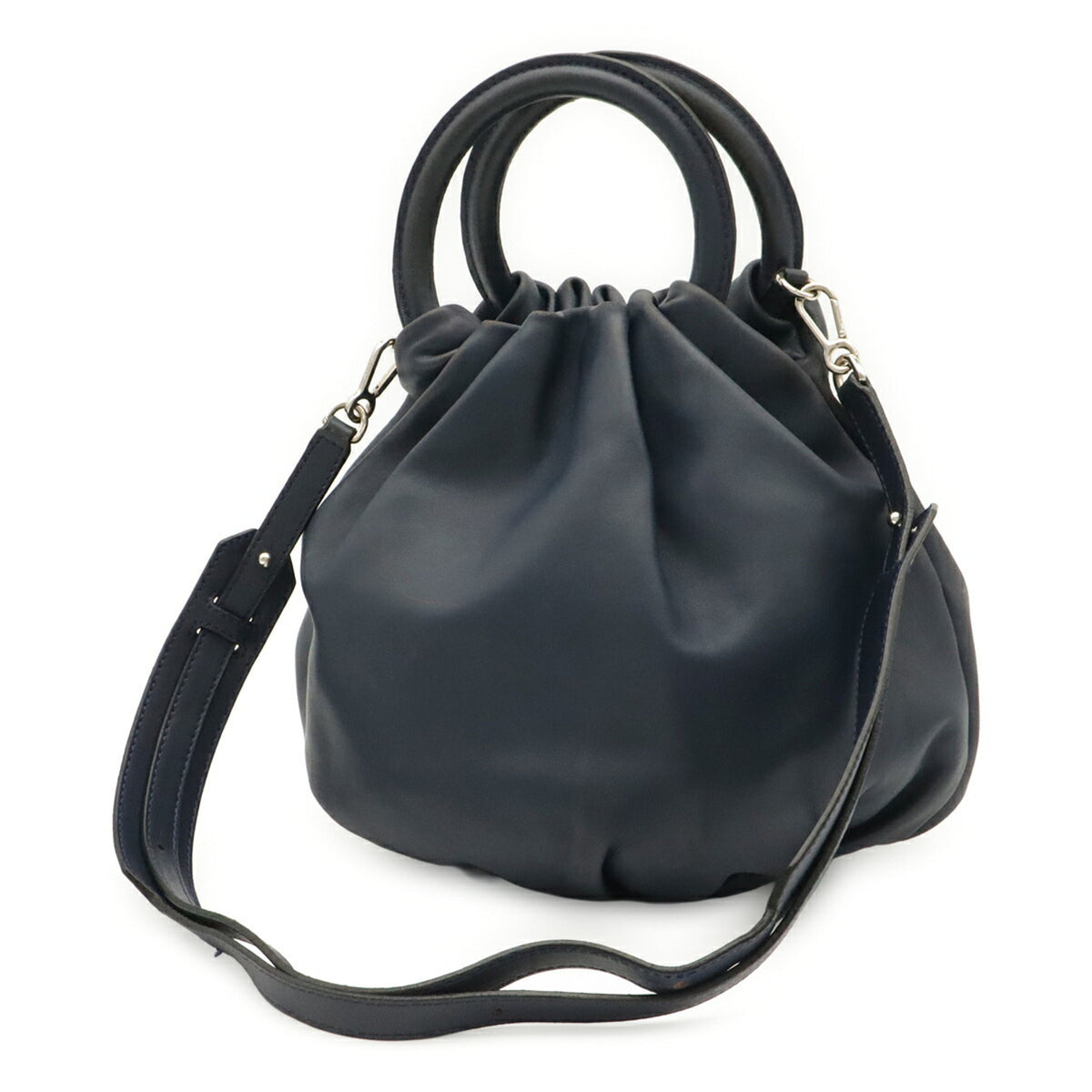 Loewe Navy Leather Handbag Shoulder Bag (Pre-Owned)