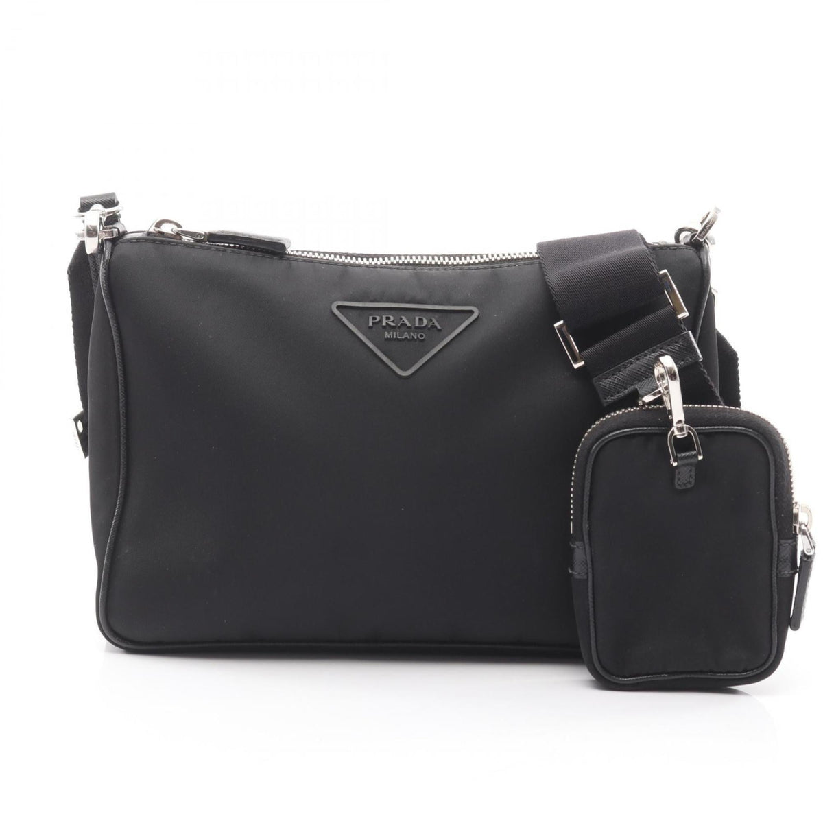 Prada Black Nylon Saffiano Triangle Shoulder Bag (Pre-Owned)