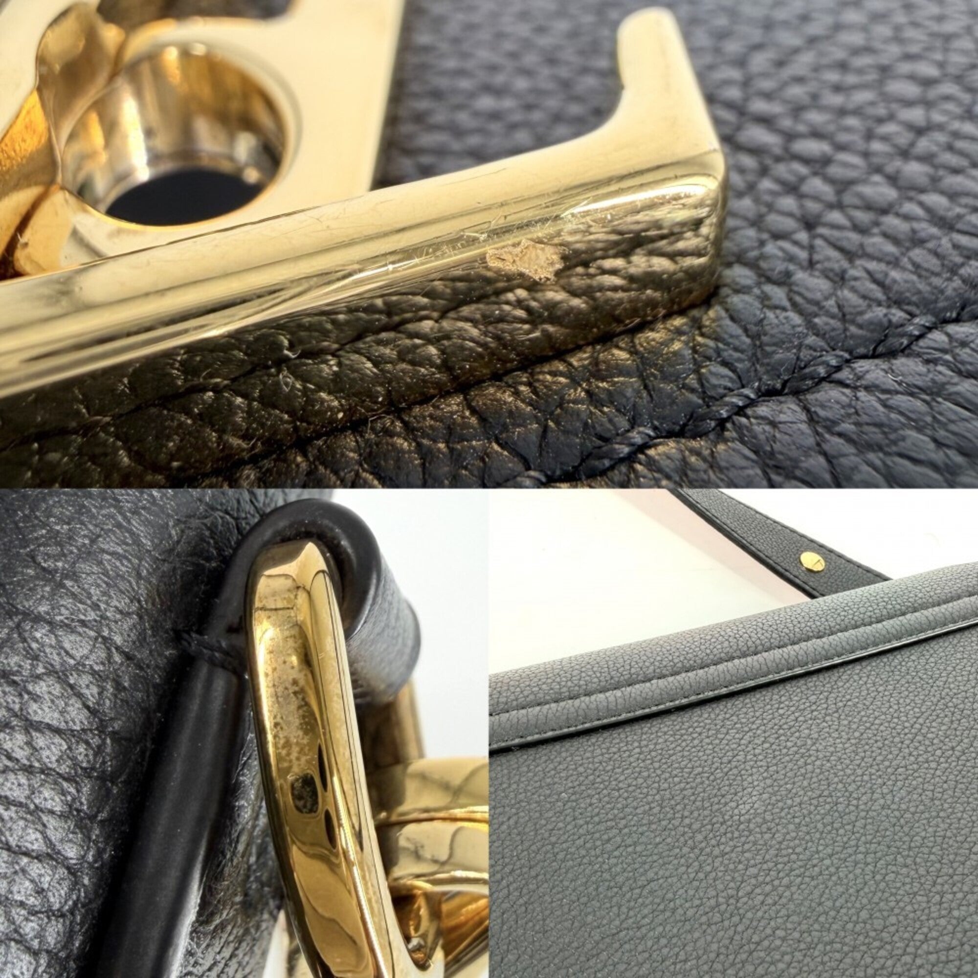 Louis Vuitton Black Ivory Leather Handbag Shoulder Bag (Pre-Owned)