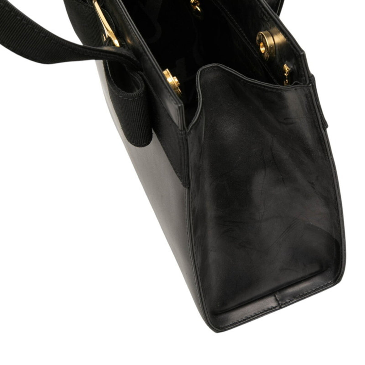 Salvatore Ferragamo Black Leather Handbag Shoulder Bag (Pre-Owned)