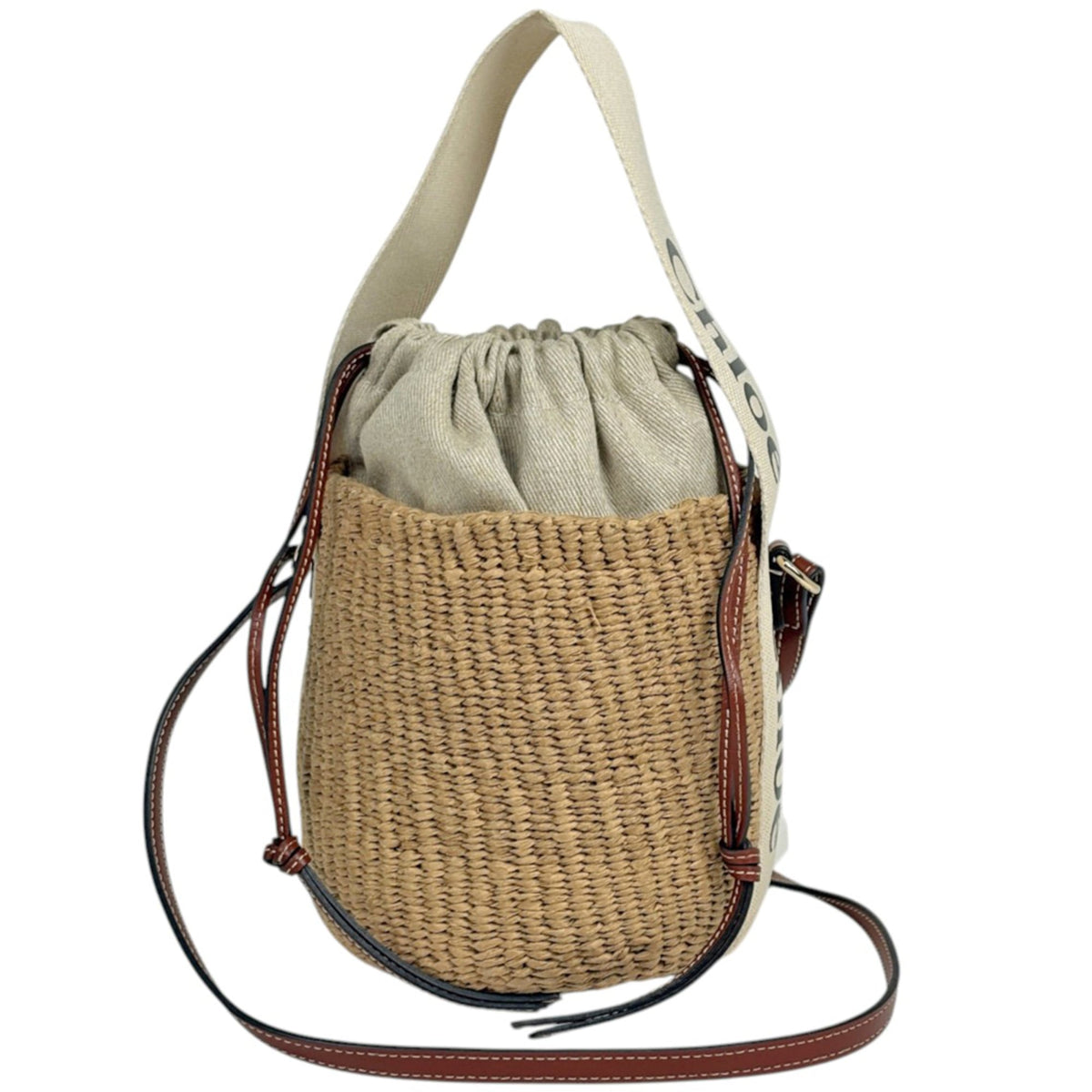 Chloé Beige Canvas Paper Basket Handbag (Pre-Owned)