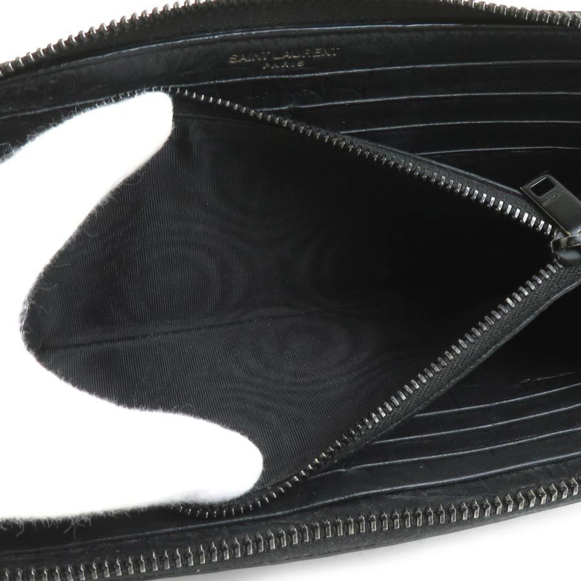 Saint Laurent Black Leather Long Wallet (Bi-Fold) (Pre-Owned)