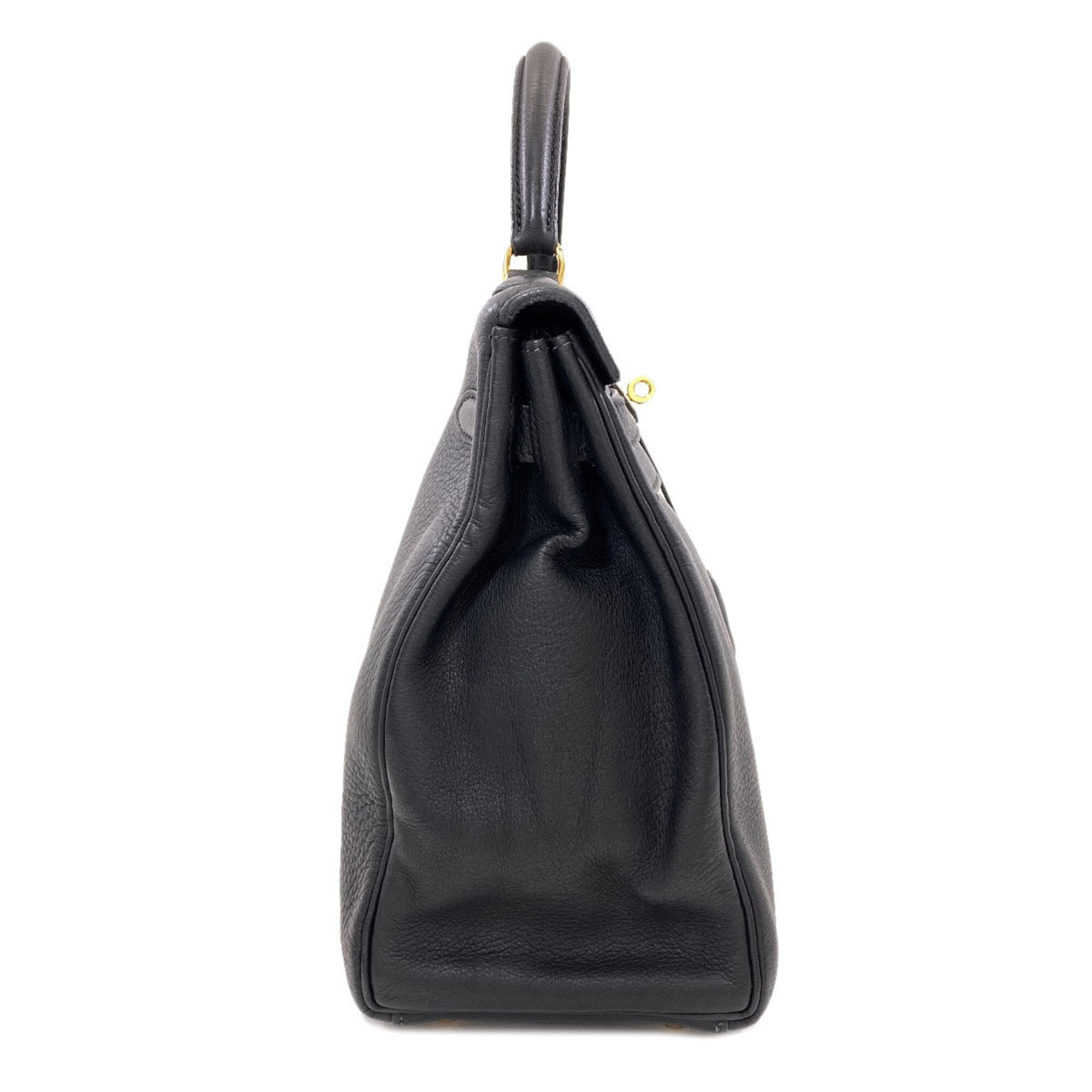 Hermes Kelly Black Taurillon Clemence Leather Handbag (Pre-Owned)