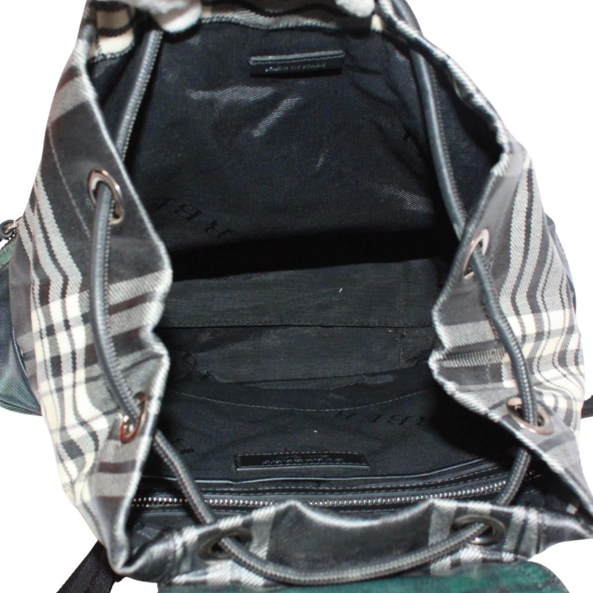 Burberry Black Green Cotton Canvas Backpack (Pre-Owned)