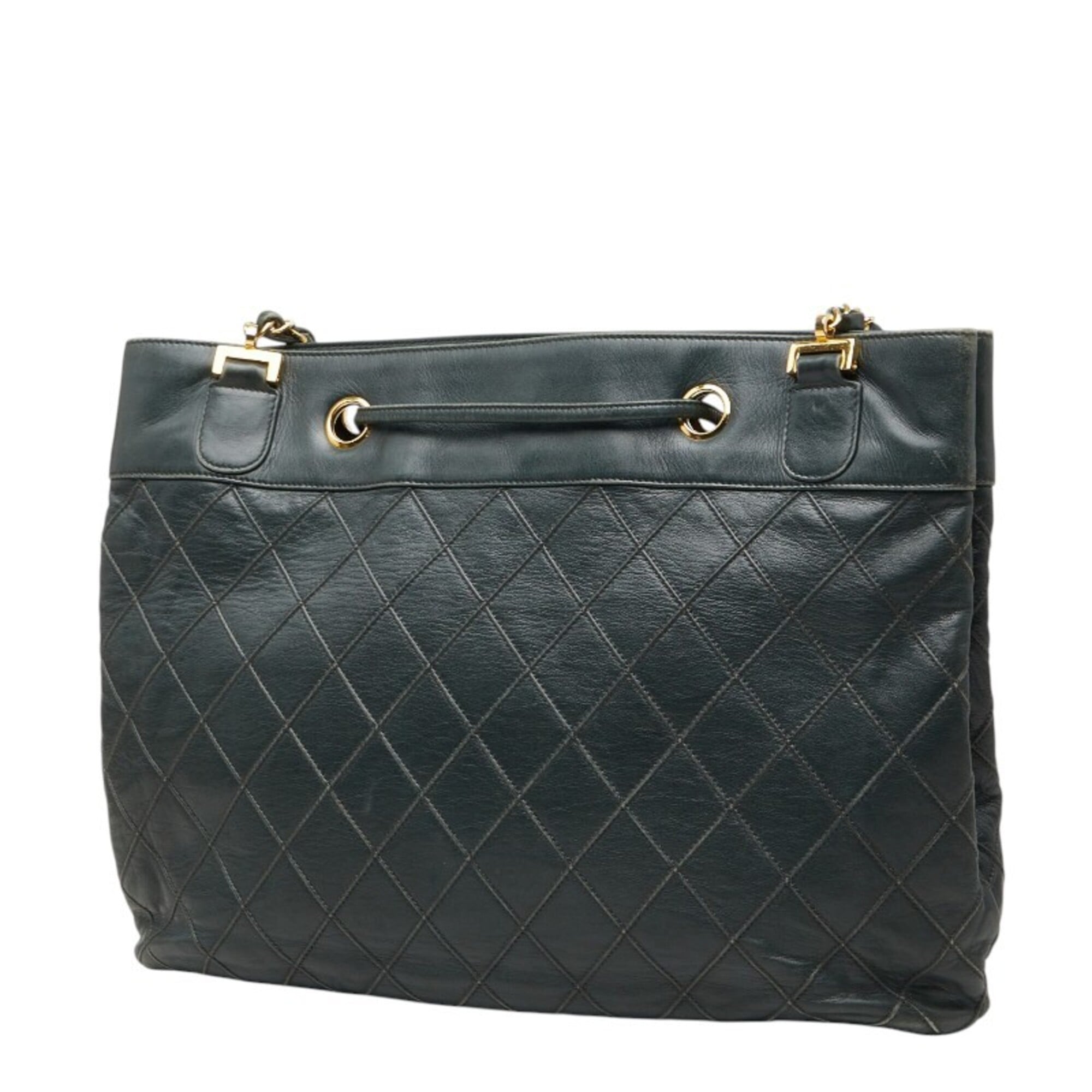 Chanel Green Leather Shoulder Bag Tote Bag (Pre-Owned)