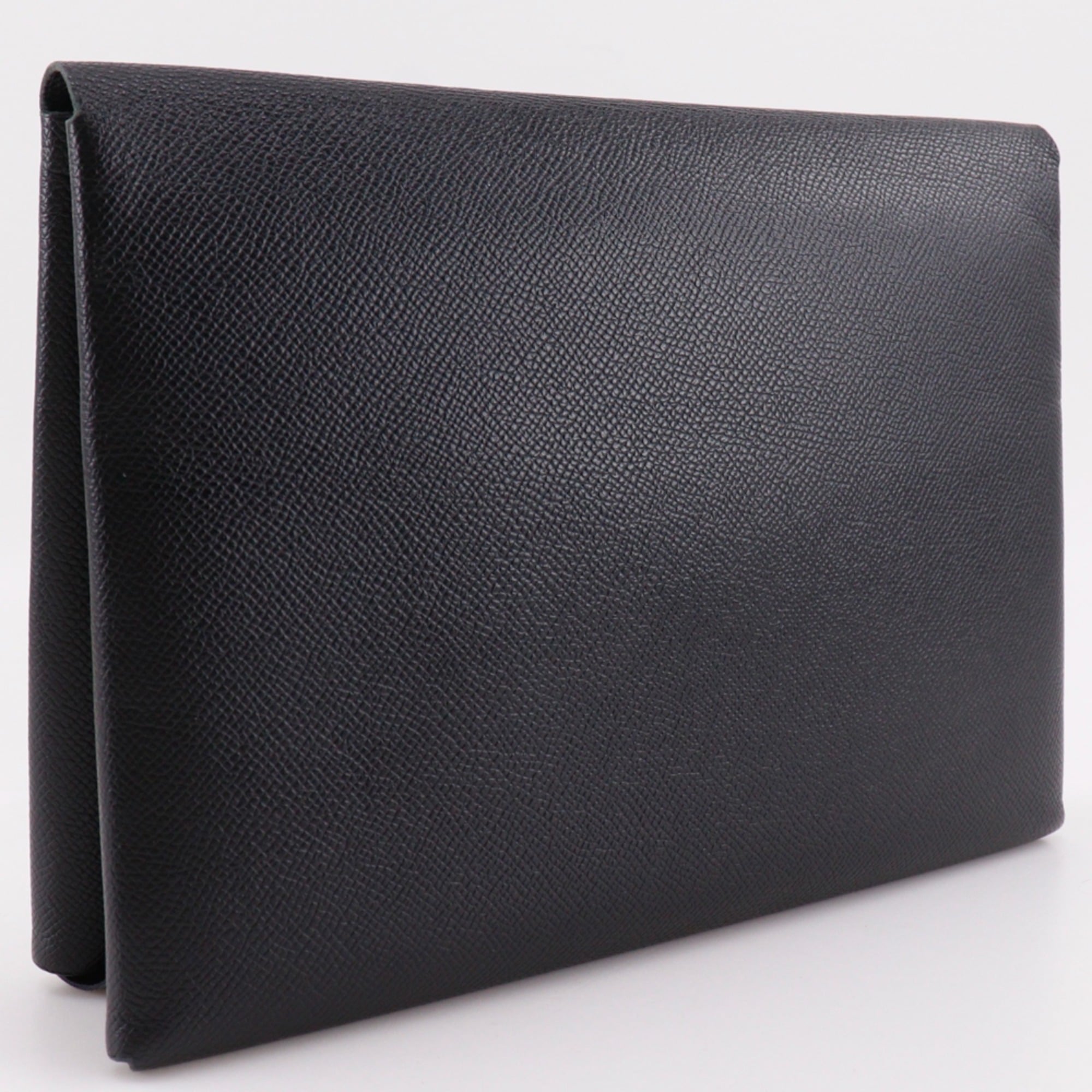 Hermes Black Green Epsom Leather Clutch Bag (Pre-Owned)