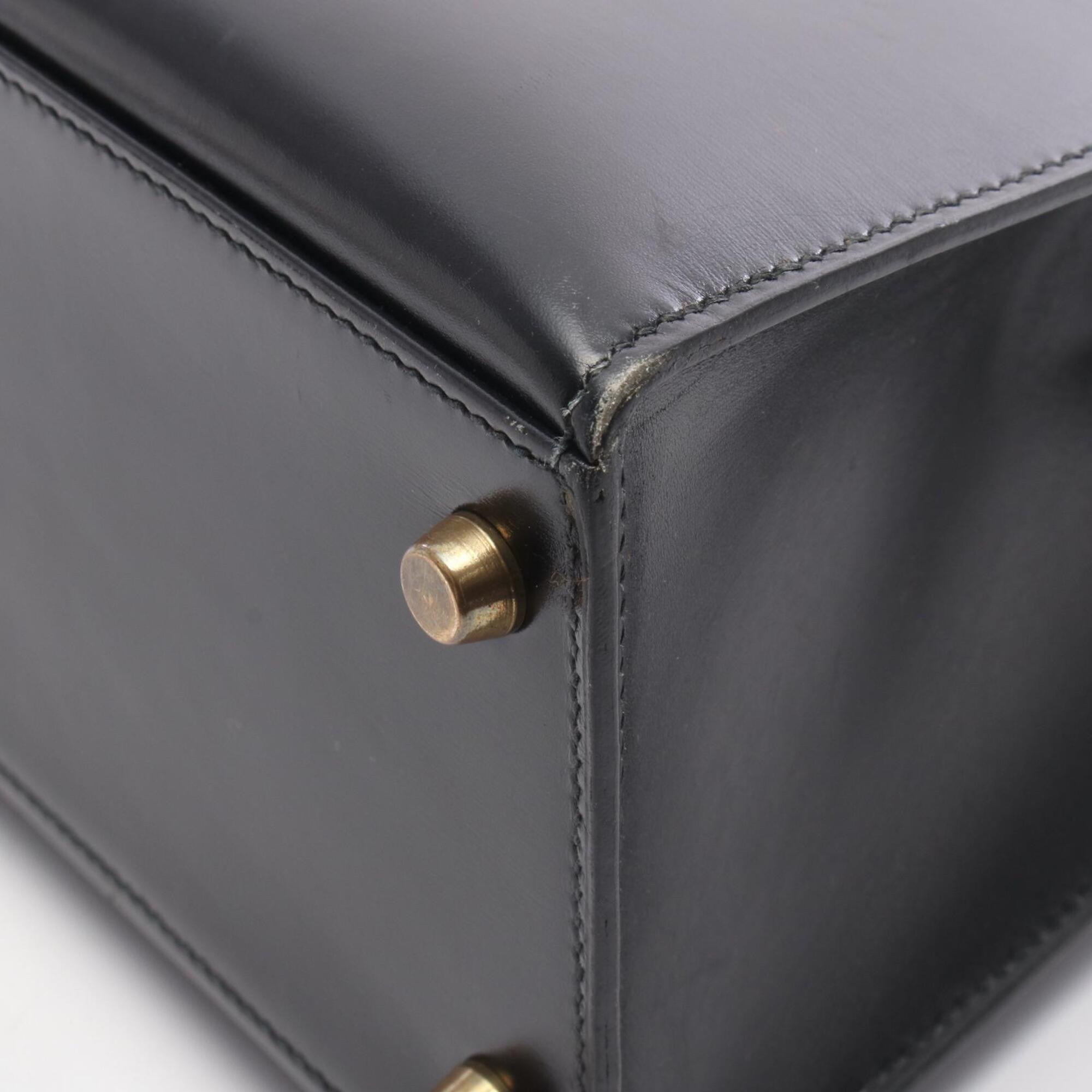 Hermes Black Box Calf Leather Leather Handbag (Pre-Owned)